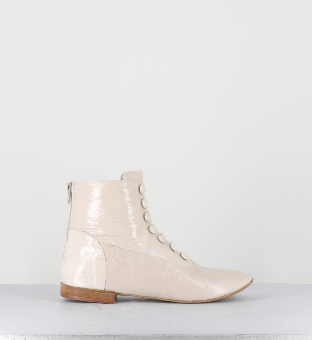 Boots à bouttons cuir vernis crème - NIVE VERNICE TAPIOCA