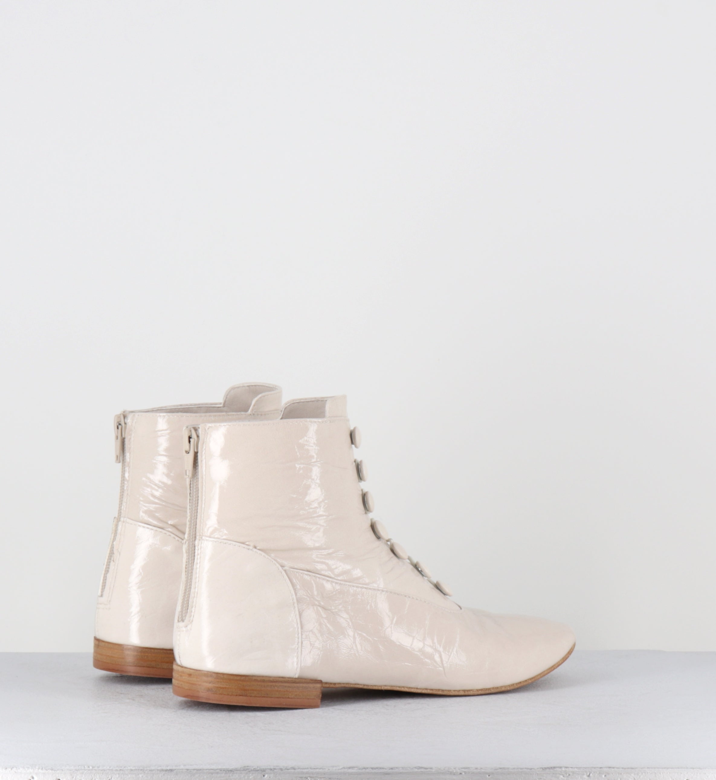 Boots à bouttons cuir vernis crème - NIVE VERNICE TAPIOCA