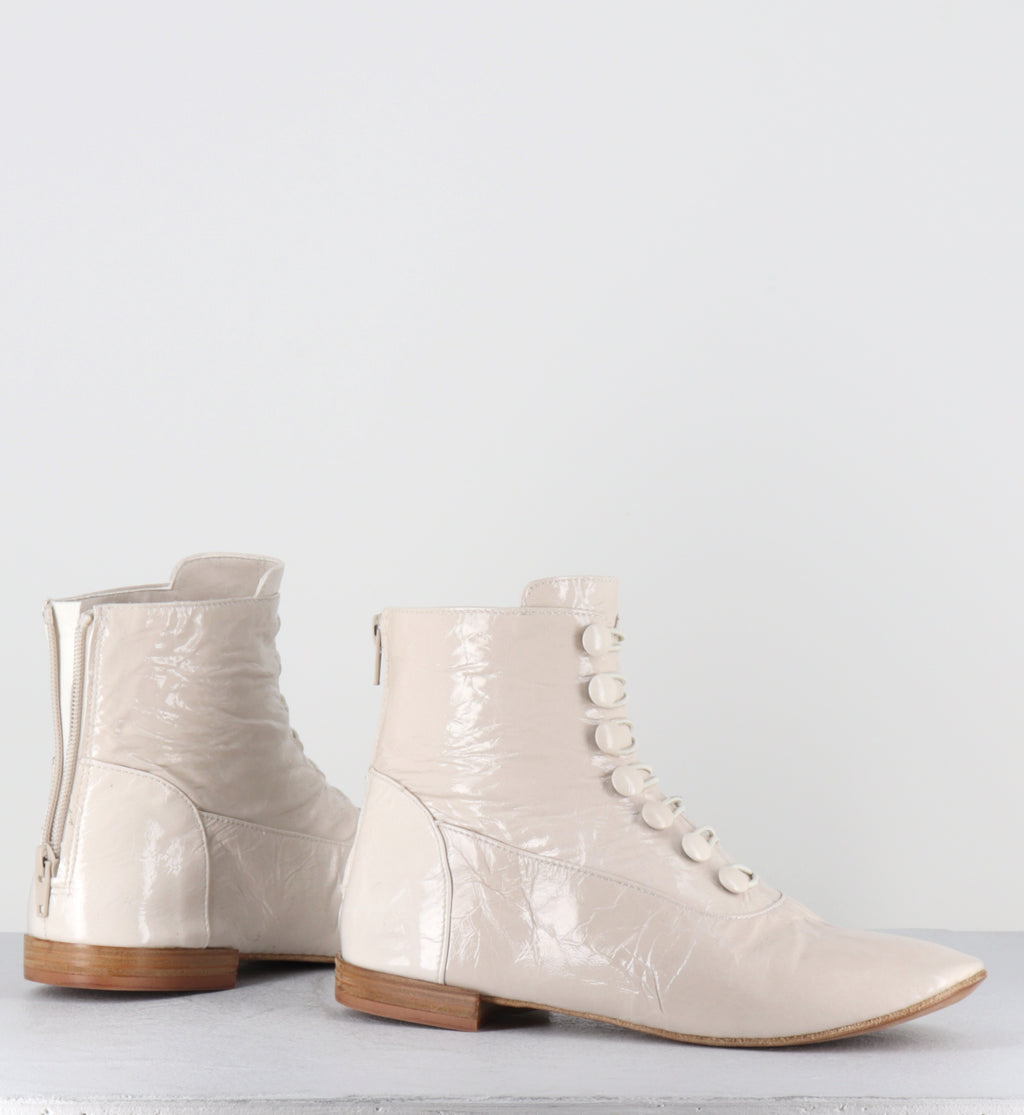 Boots à bouttons cuir vernis crème - NIVE VERNICE TAPIOCA