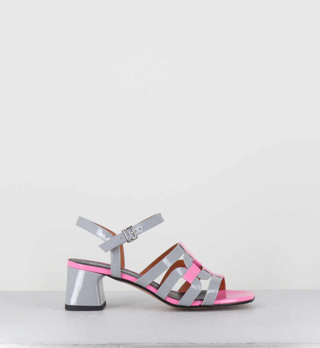 Sandales 60s vernis gris et rose - REZIO VERNICE ROSA