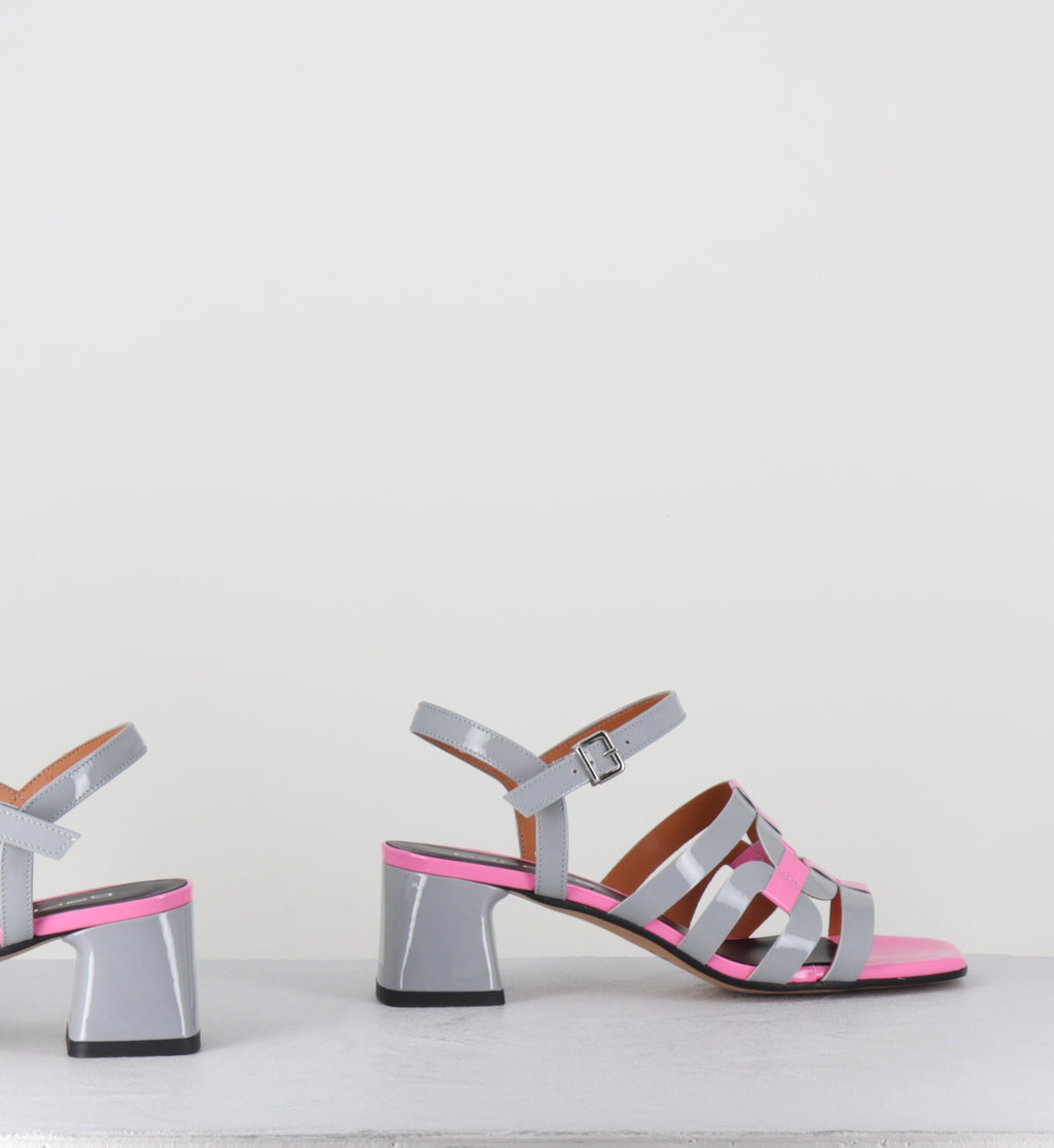 Sandales 60s vernis gris et rose - REZIO VERNICE ROSA