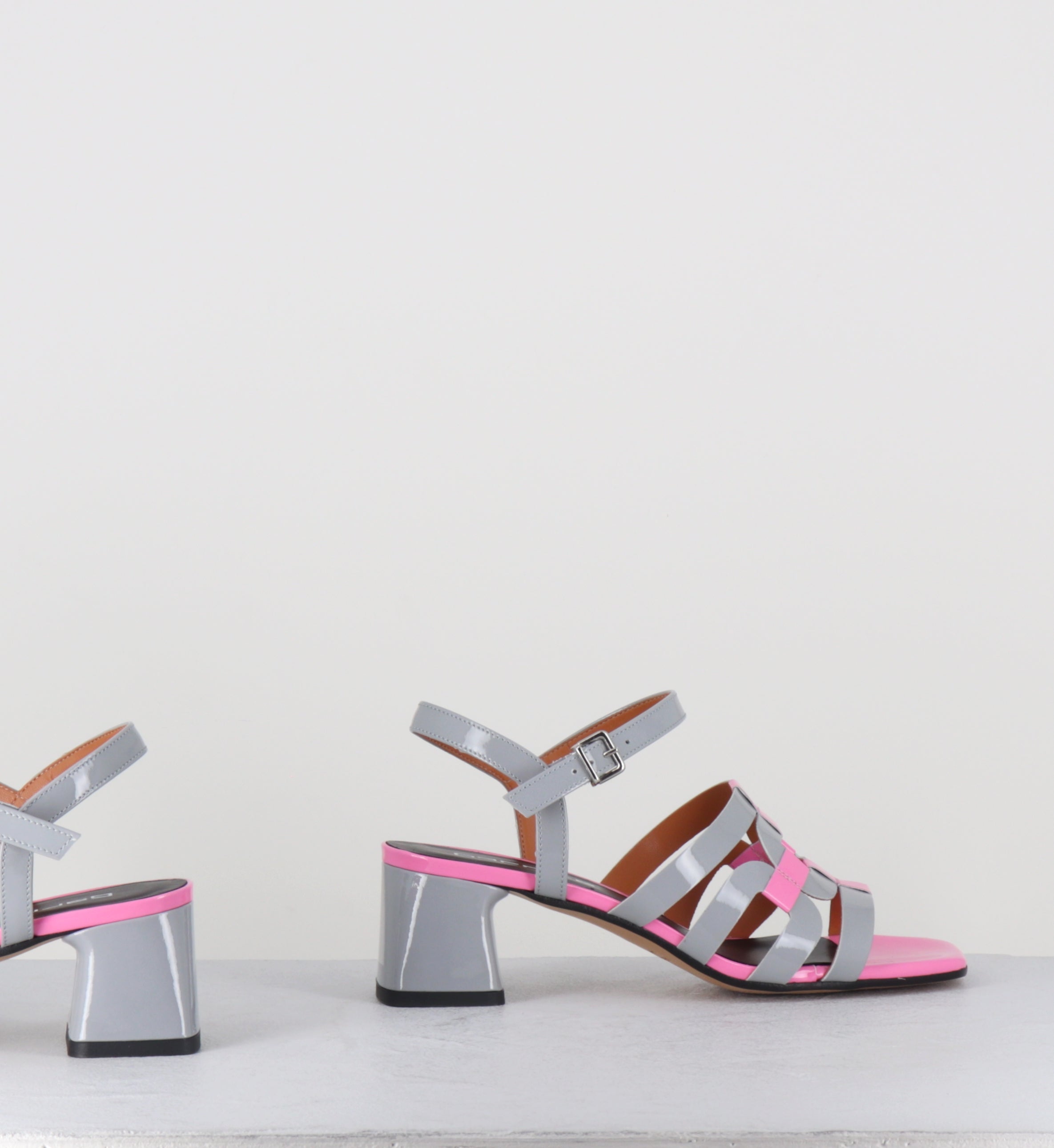 Sandales 60s vernis gris et rose - REZIO VERNICE ROSA