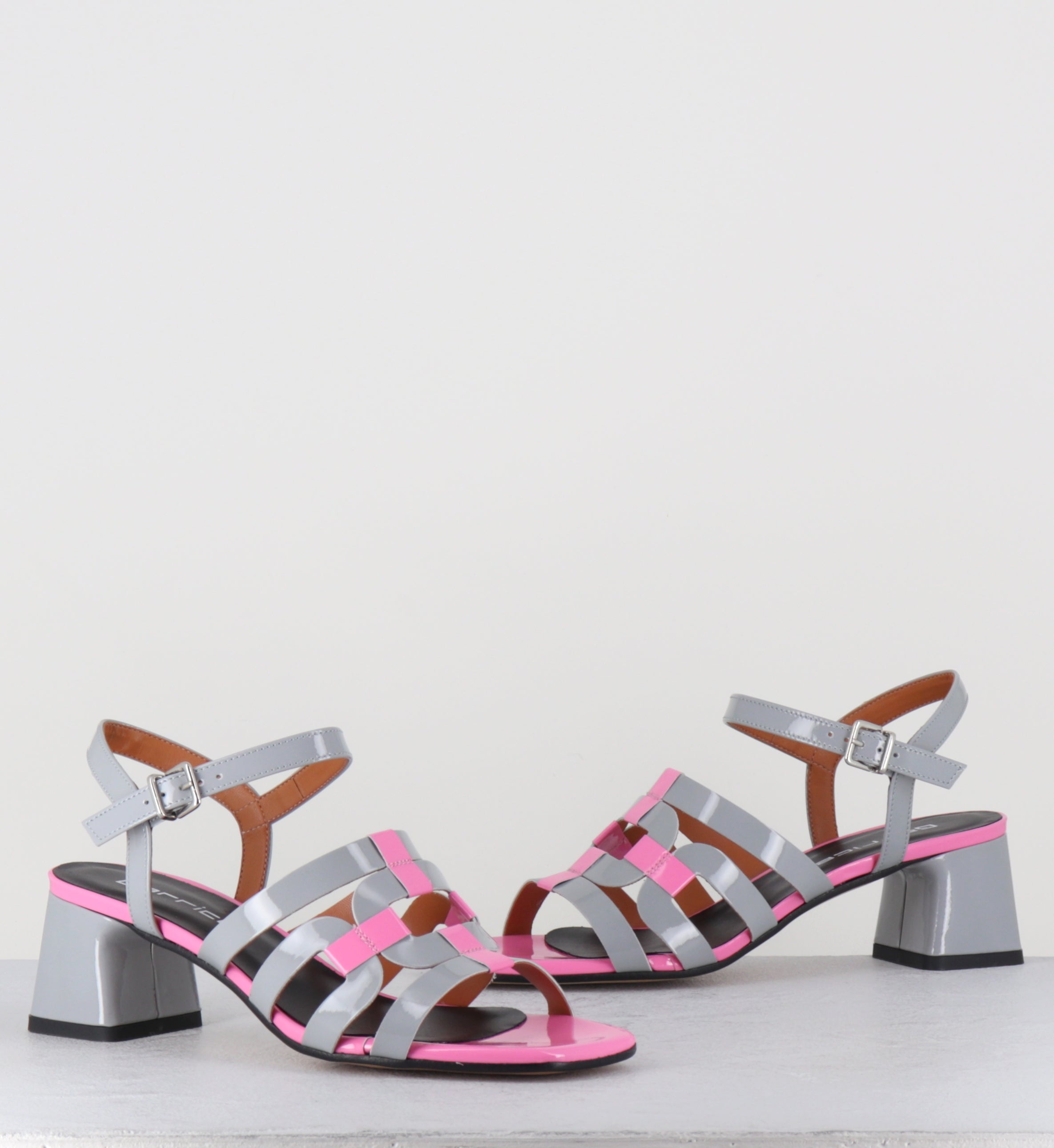 Sandales 60s vernis gris et rose - REZIO VERNICE ROSA