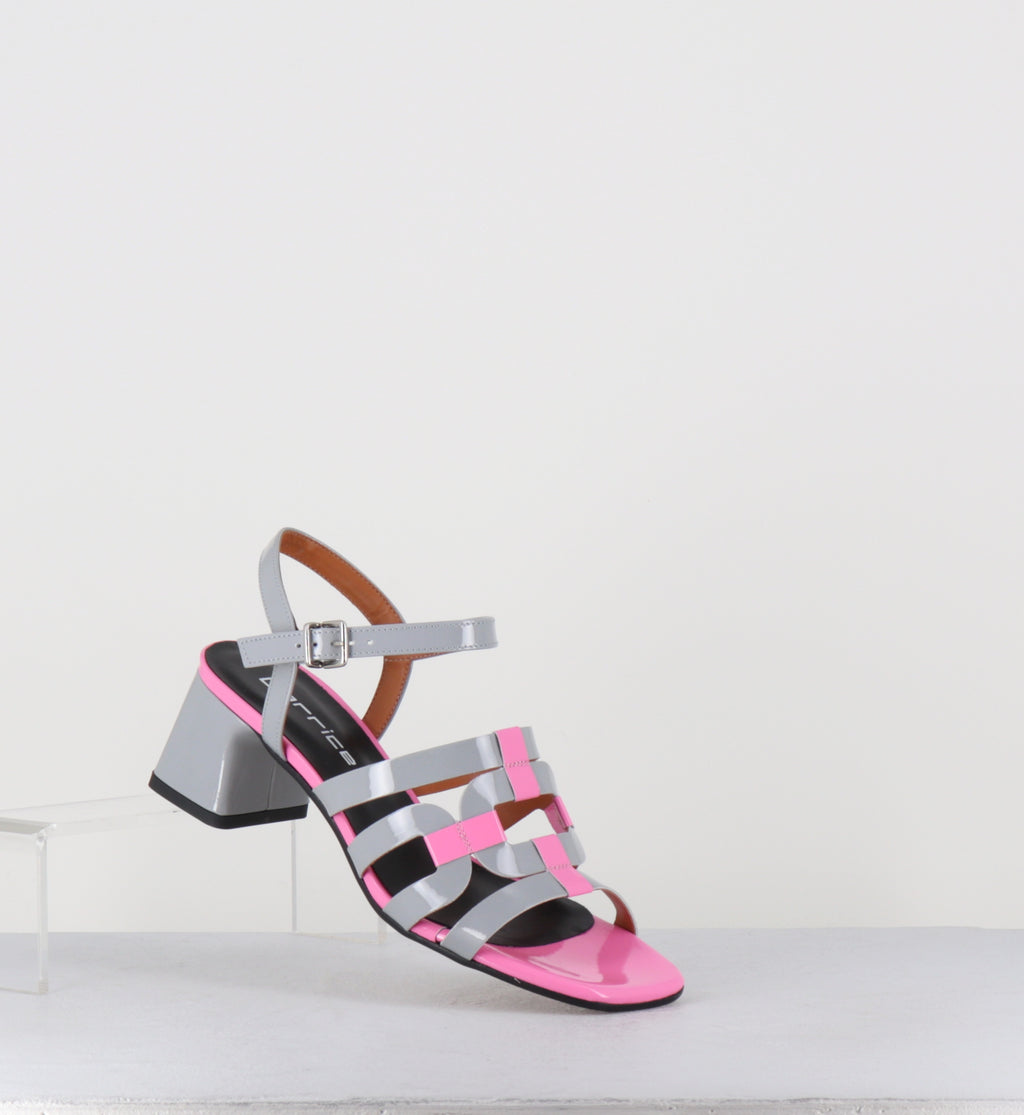Sandales 60s vernis gris et rose - REZIO VERNICE ROSA