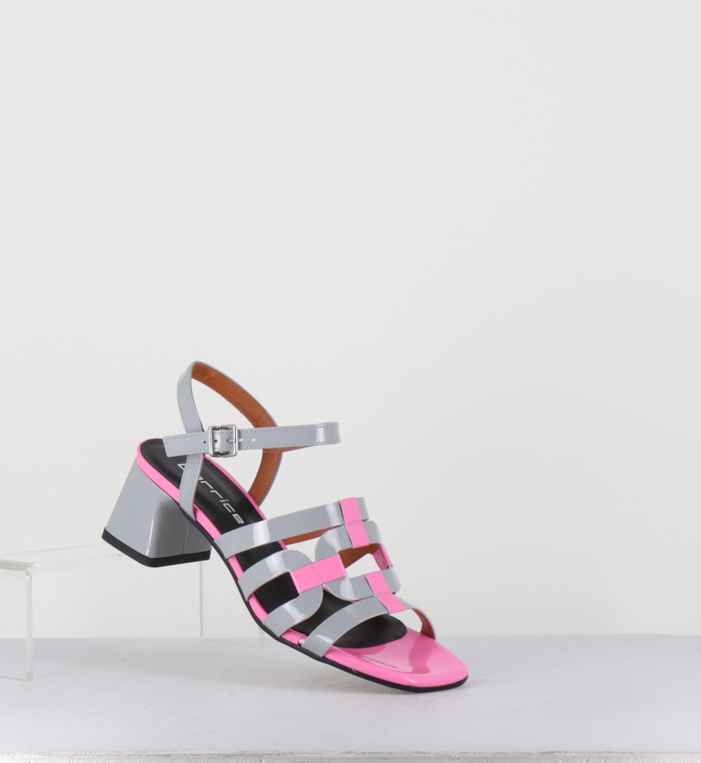 Sandales 60s vernis gris et rose - REZIO VERNICE ROSA