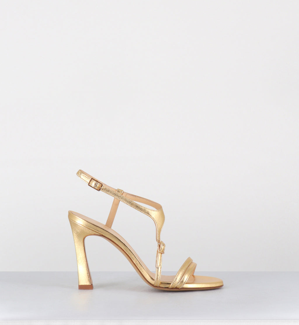Sandales talon haut en cuir doré - TALEI LAMINATO ORO