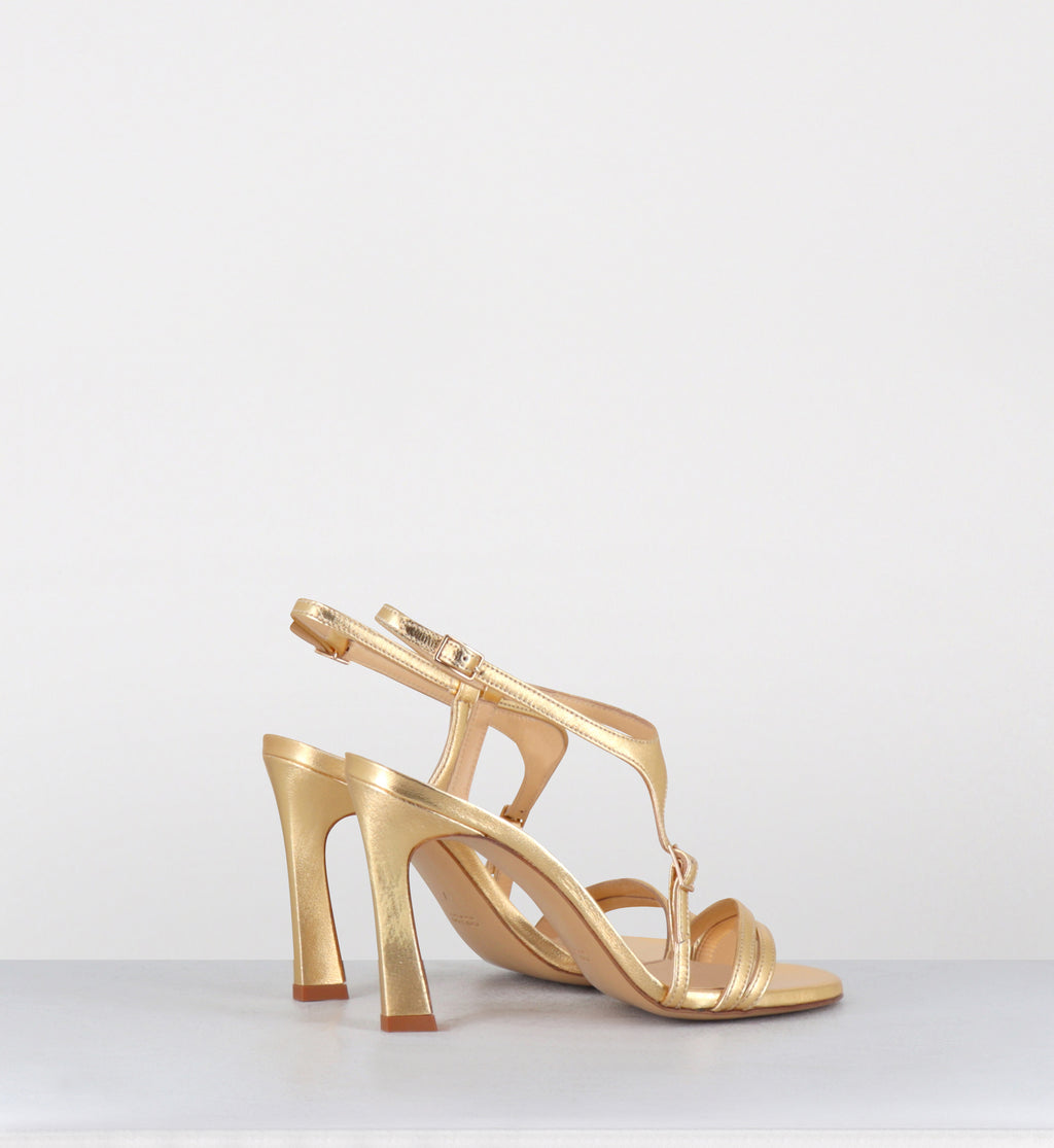 Sandales talon haut en cuir doré - TALEI LAMINATO ORO