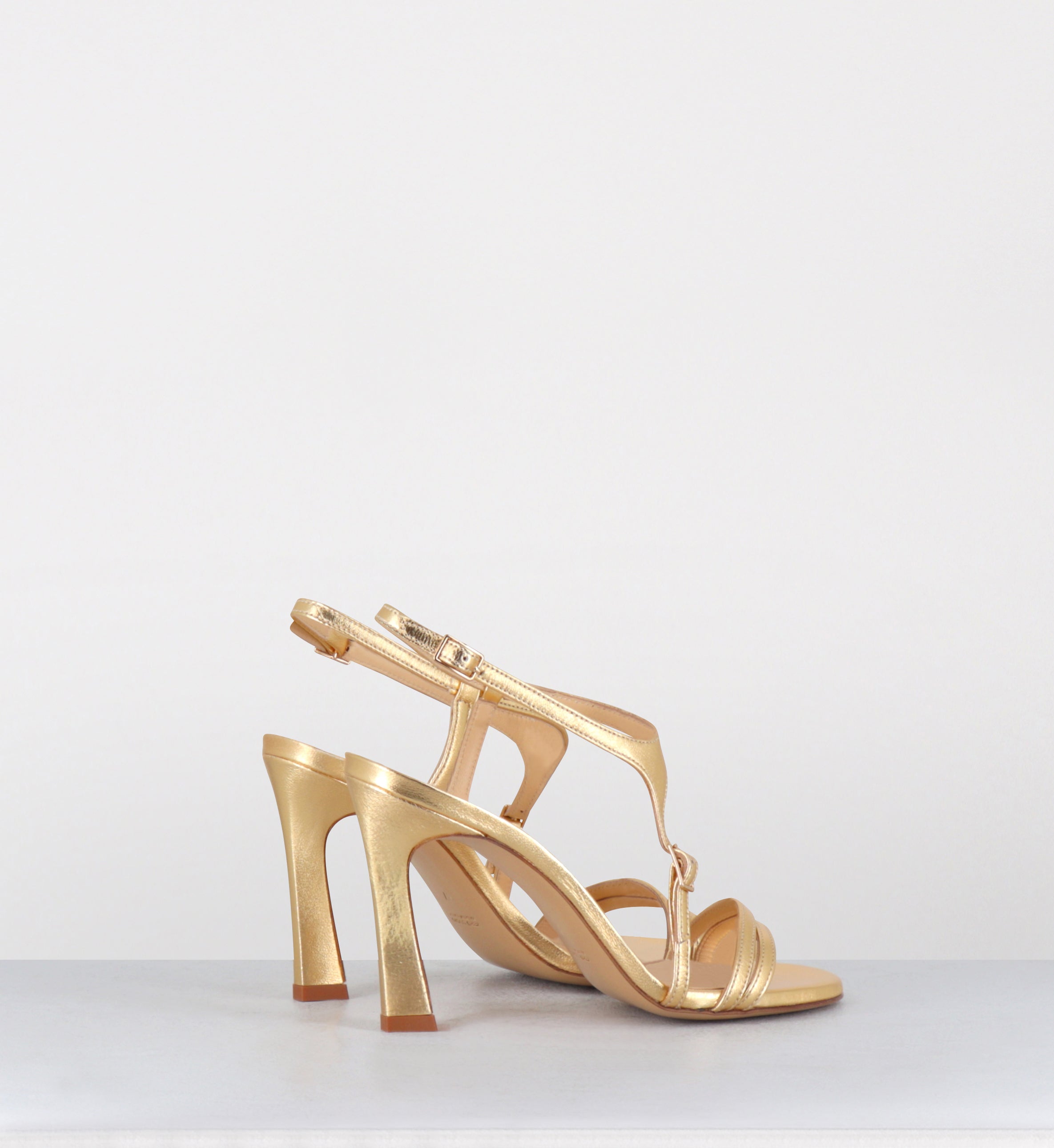 Sandales talon haut en cuir doré - TALEI LAMINATO ORO