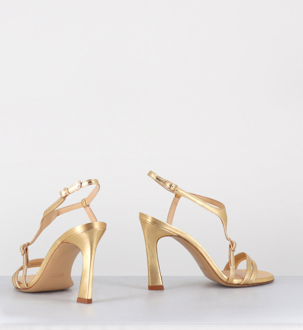 Sandales talon haut en cuir doré - TALEI LAMINATO ORO