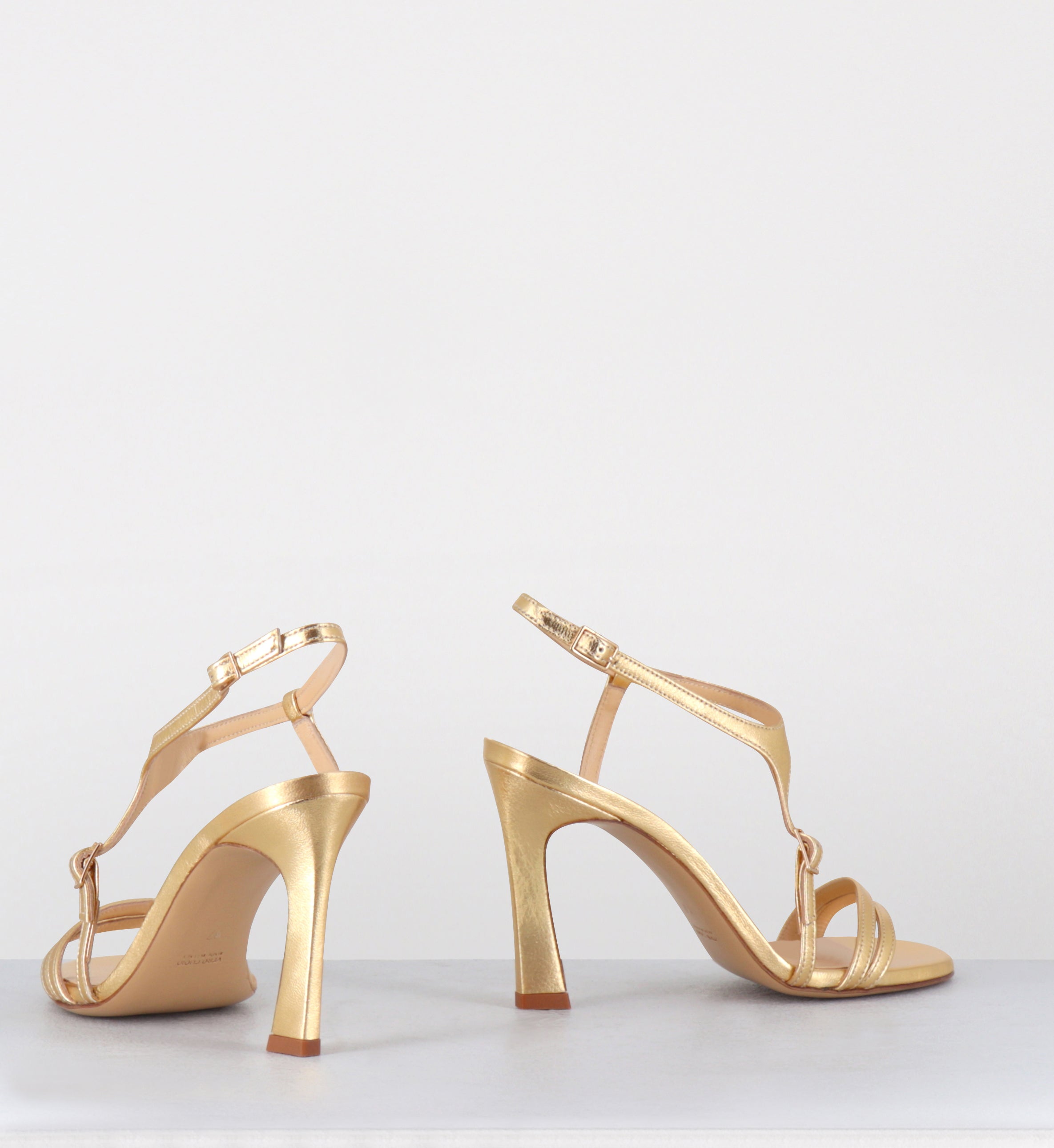 Sandales talon haut en cuir doré - TALEI LAMINATO ORO