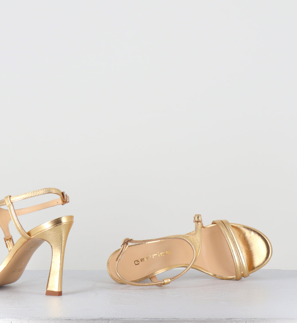Sandales talon haut en cuir doré - TALEI LAMINATO ORO