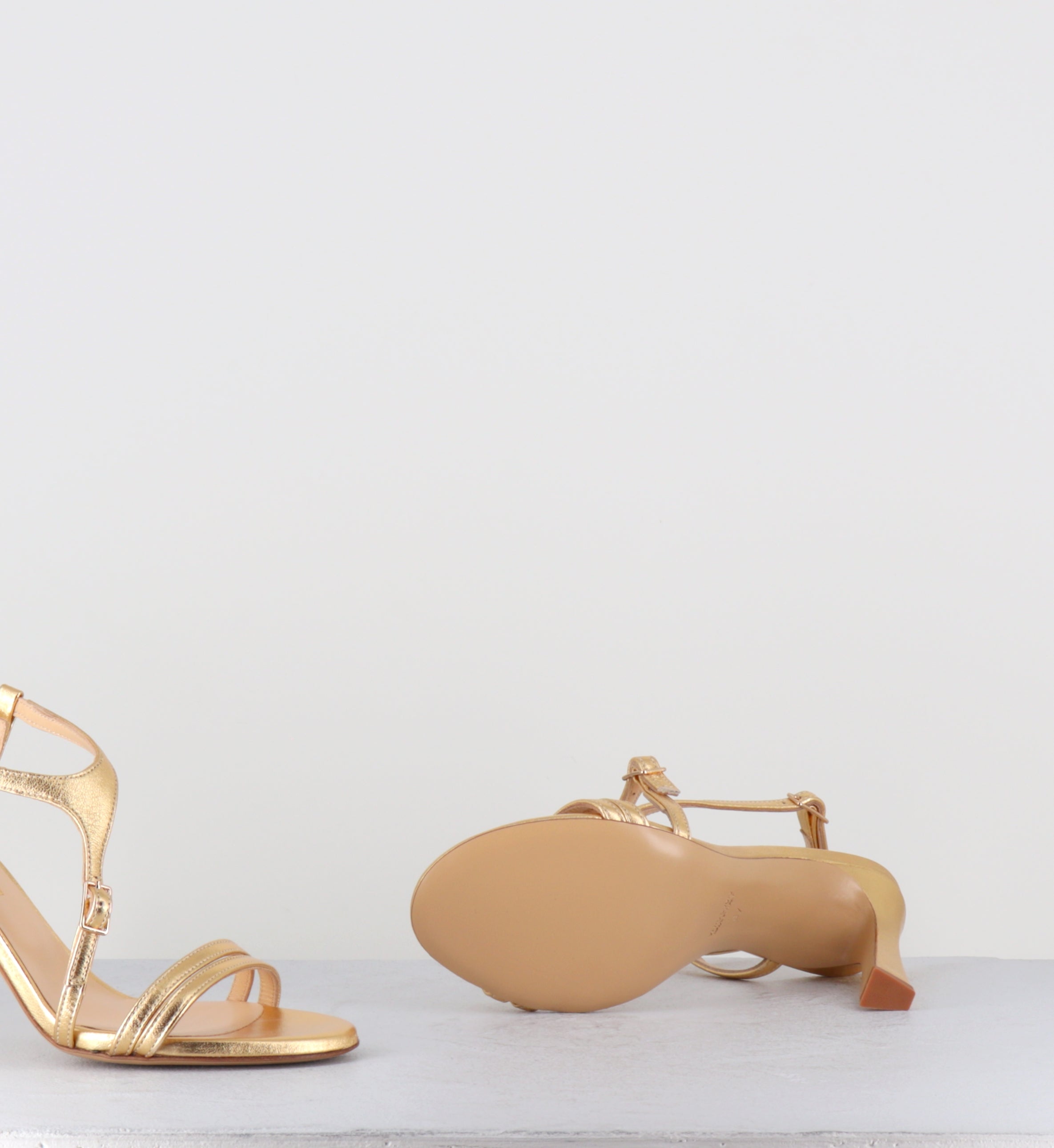 Sandales talon haut en cuir doré - TALEI LAMINATO ORO