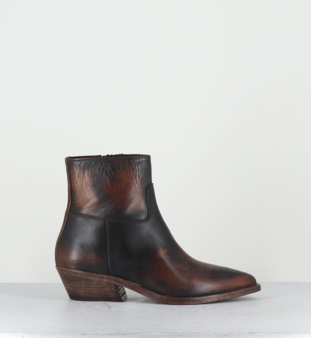 Boots santiags cuir marron brossé - COLAI ASPORT CUOIO