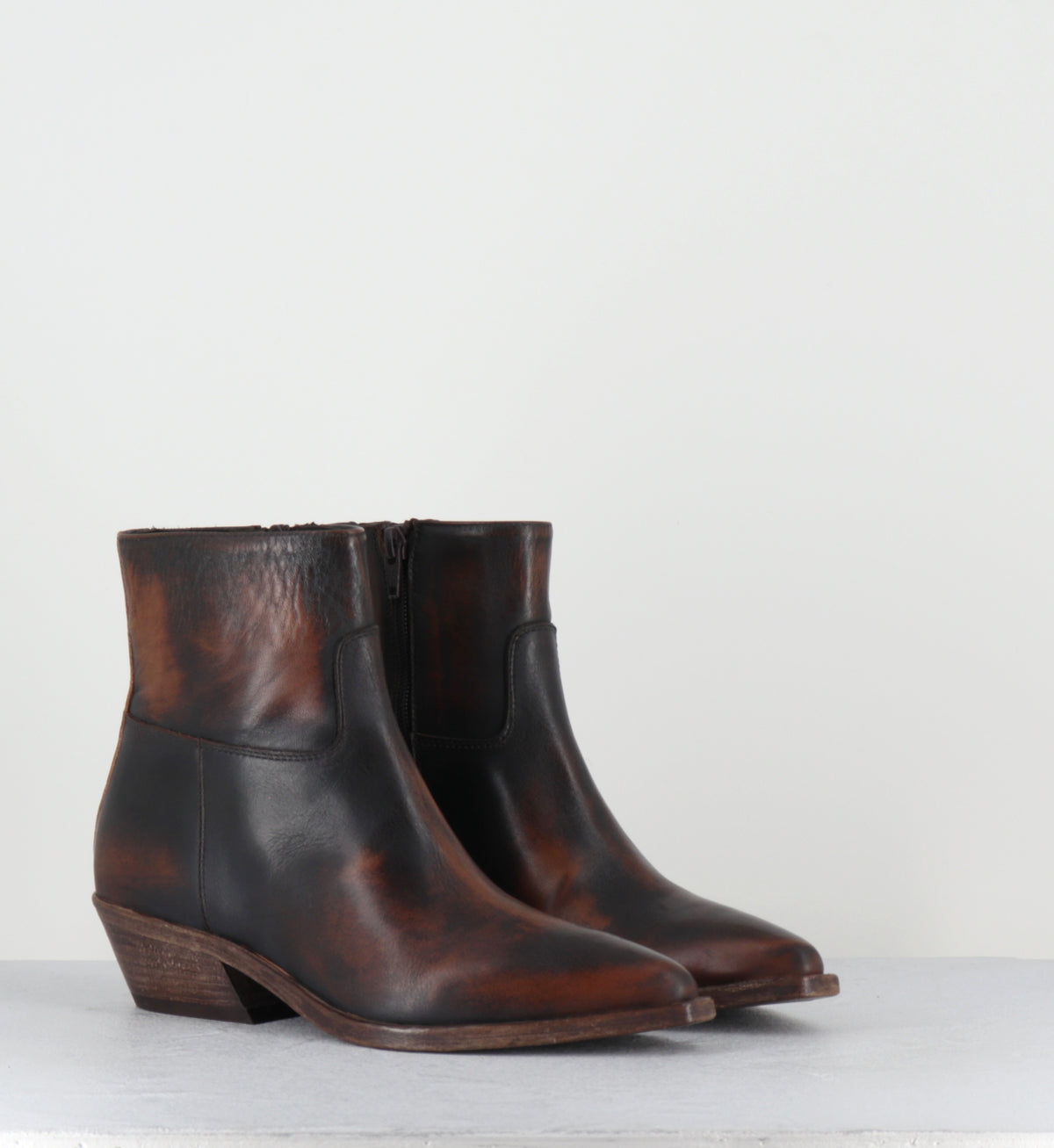 Boots santiags cuir marron brossé - COLAI ASPORT CUOIO