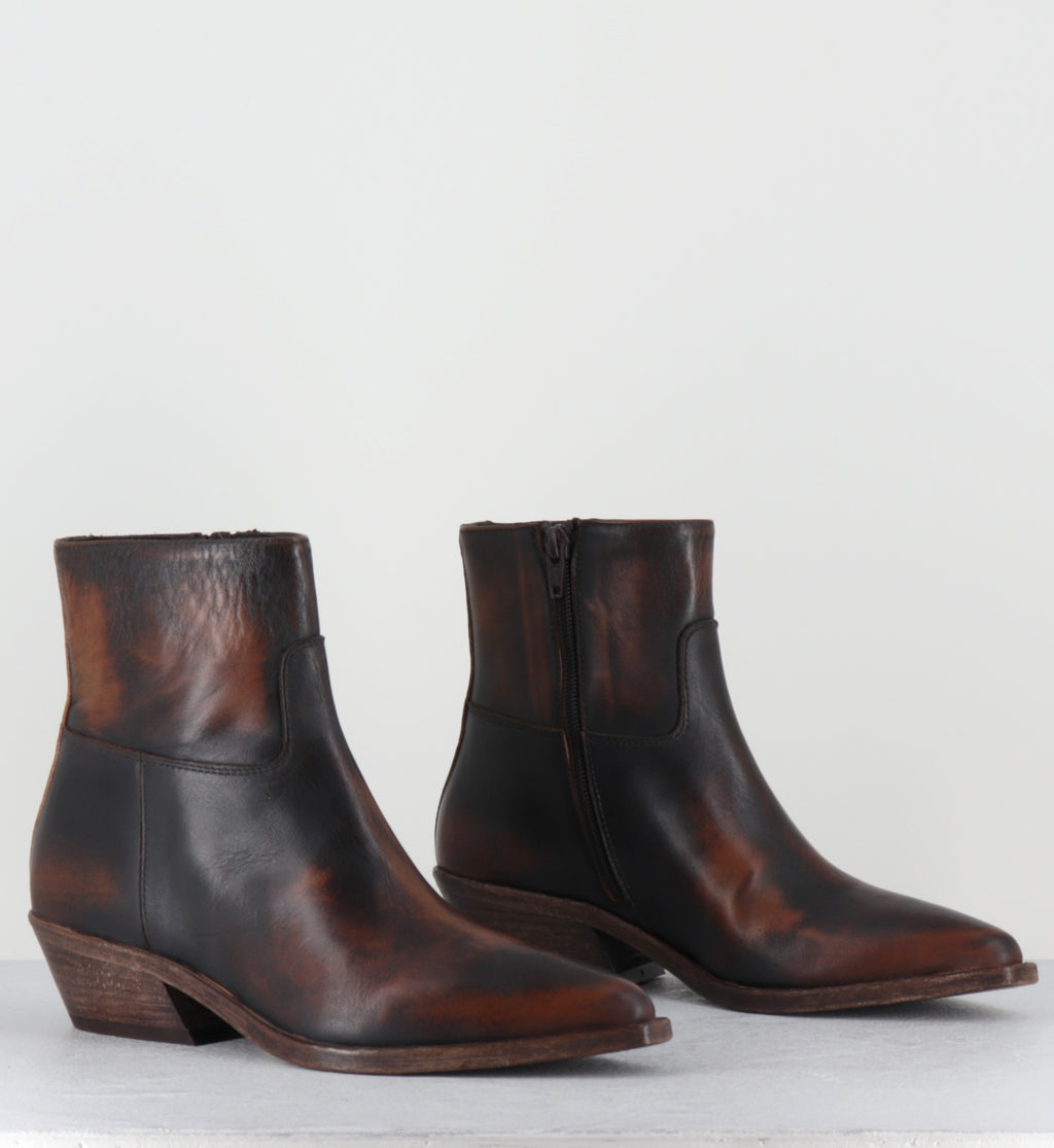 Boots santiags cuir marron brossé - COLAI ASPORT CUOIO