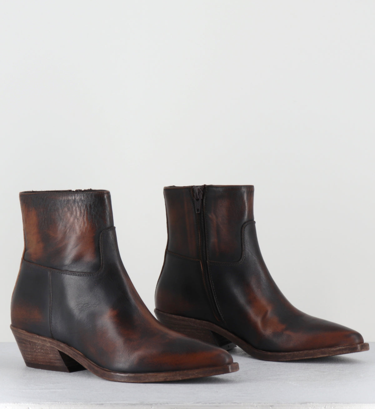 Boots santiags cuir marron brossé - COLAI ASPORT CUOIO