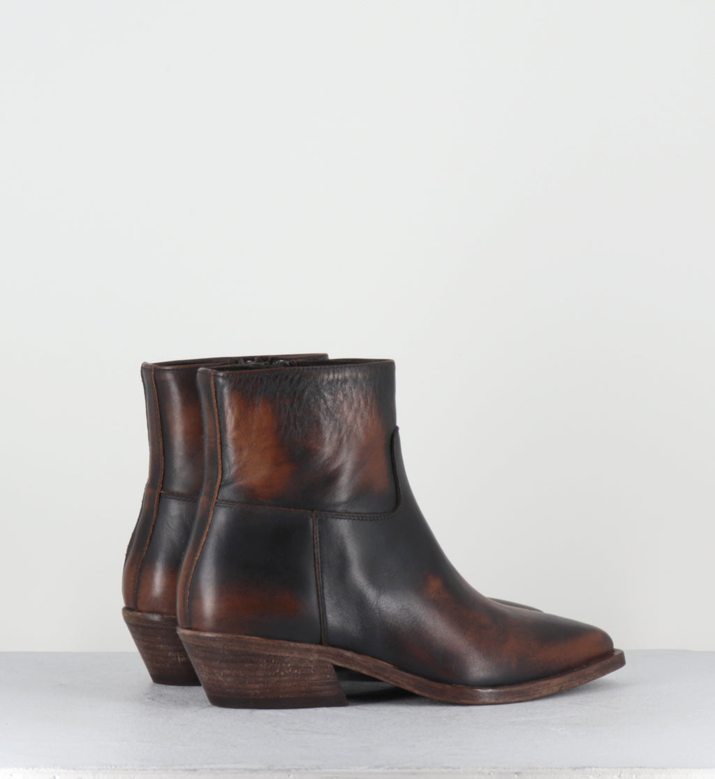 Boots santiags cuir marron brossé - COLAI ASPORT CUOIO