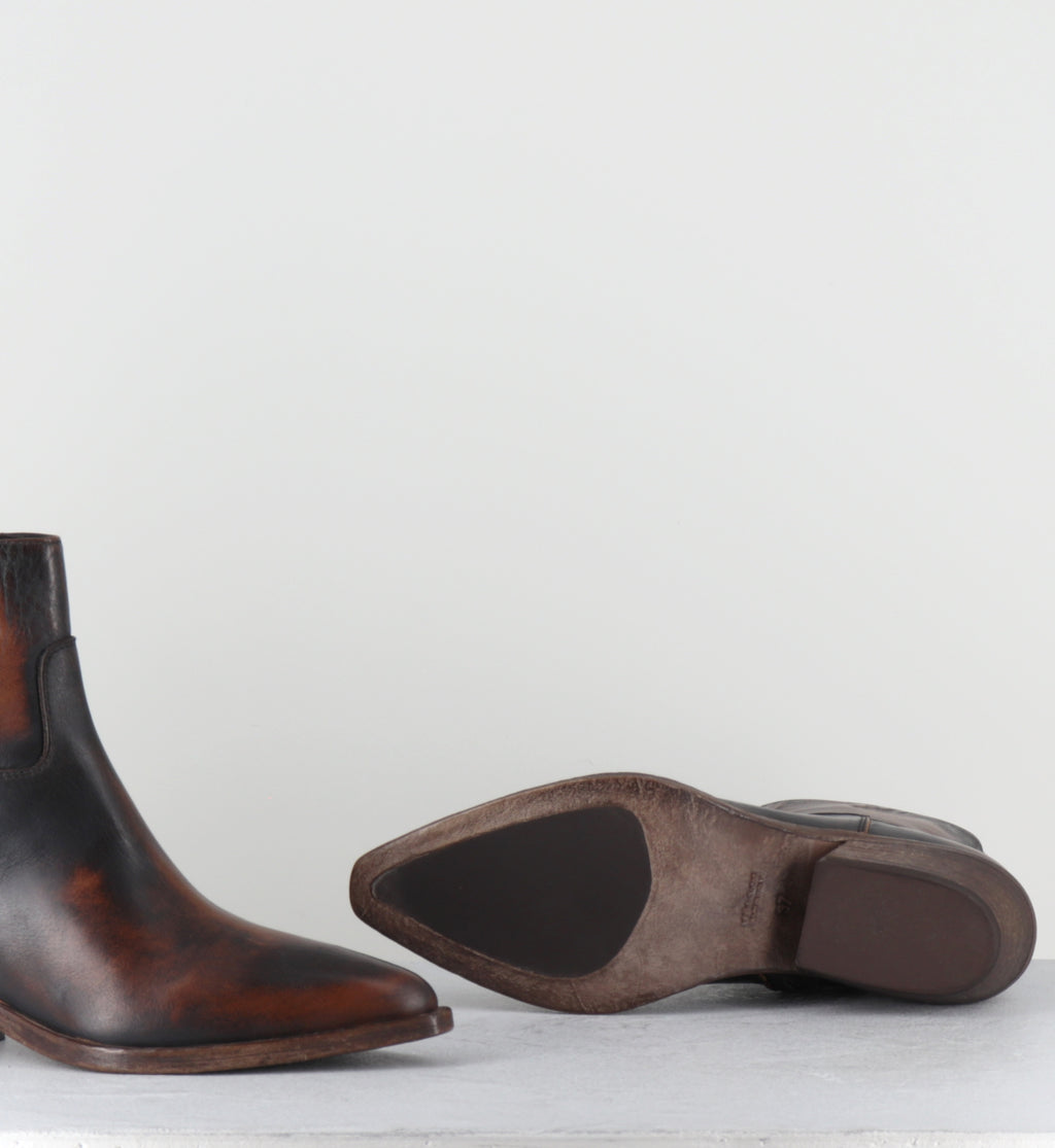 Boots santiags cuir marron brossé - COLAI ASPORT CUOIO