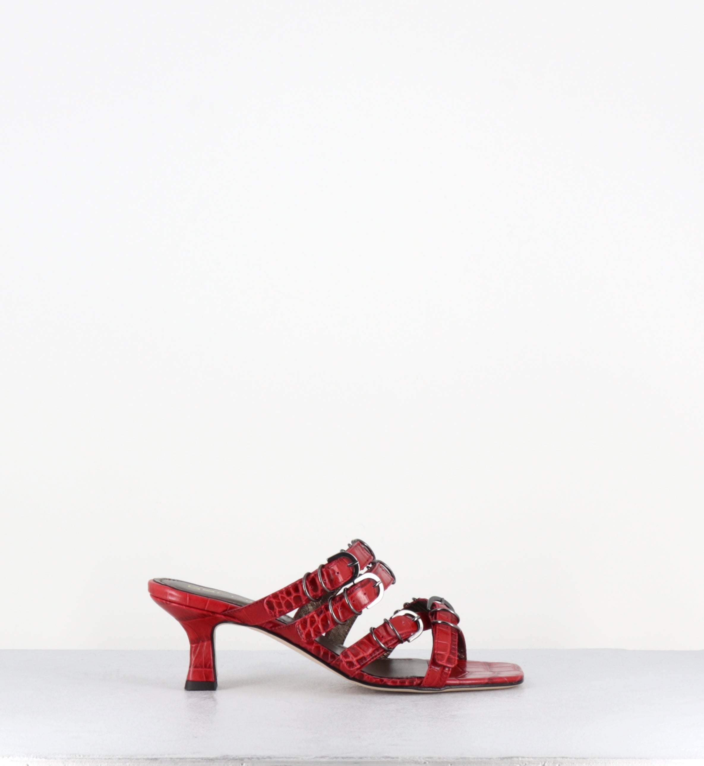 Mules croco rouge piercing - SARI COCCO SIENA