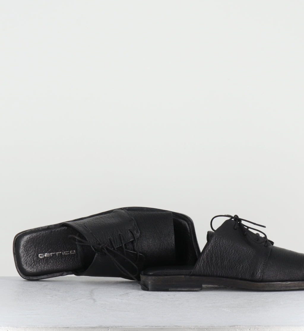 Mules plates en cuir noir à lacets - STRILLA KENYA NERO