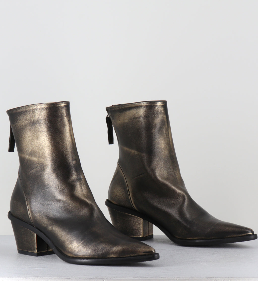 Boots en cuir doré bout pointu - TEXA MOUVE GOLD