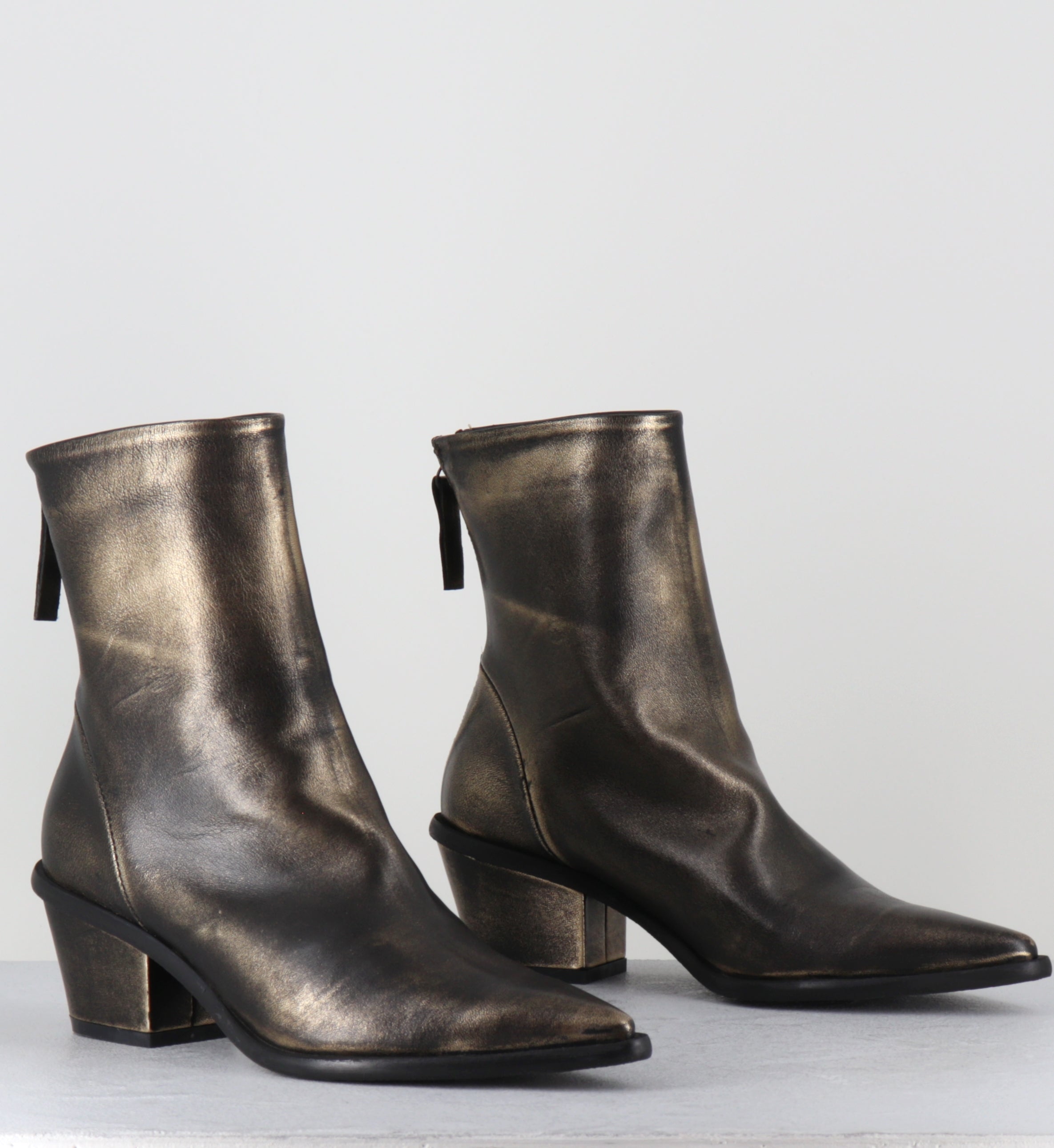 Boots en cuir doré bout pointu - TEXA MOUVE GOLD
