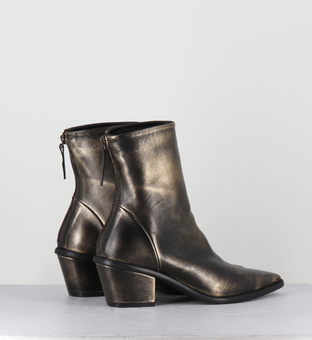 Boots en cuir doré bout pointu - TEXA MOUVE GOLD