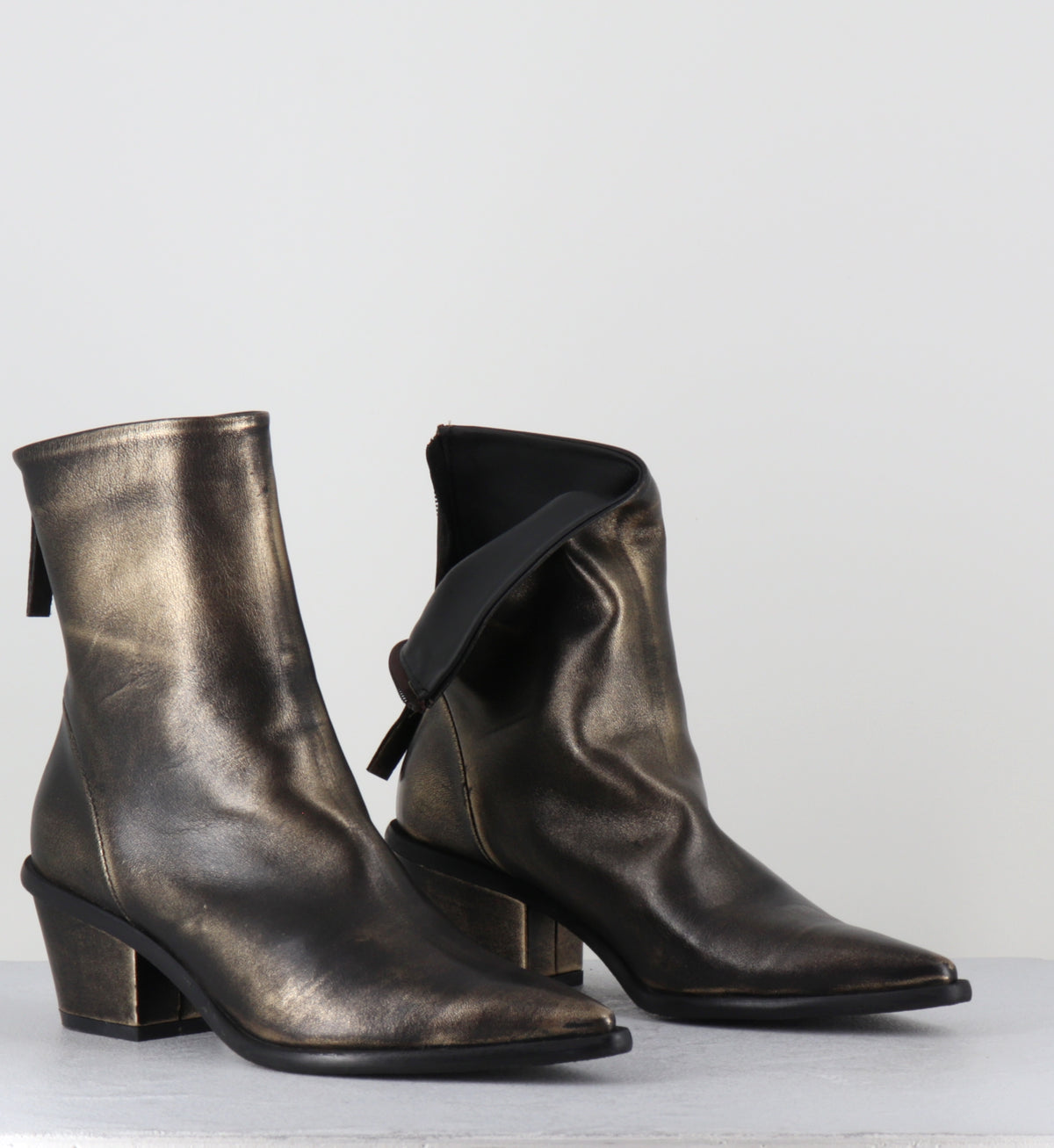 Boots en cuir doré bout pointu - TEXA MOUVE GOLD