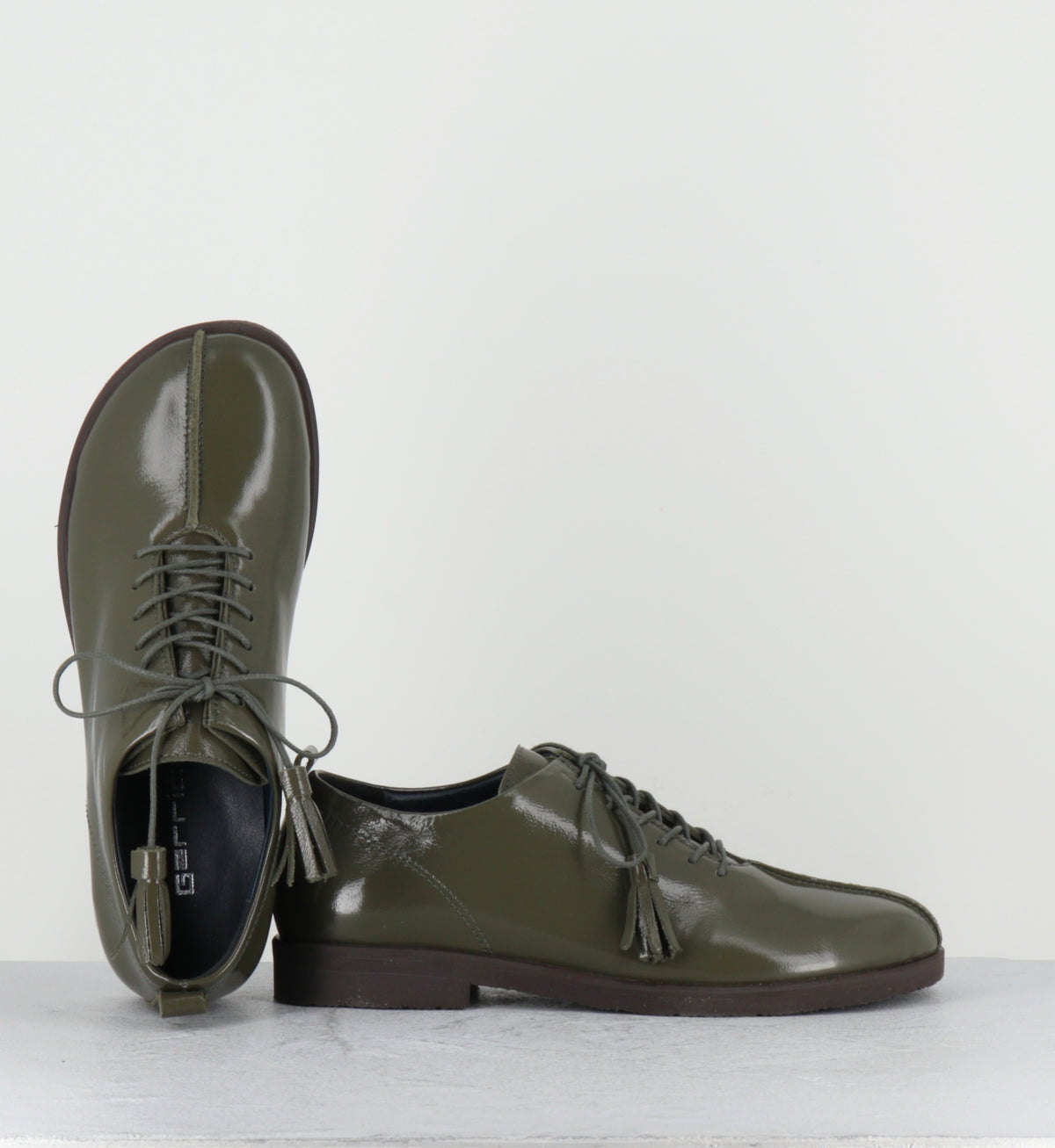 Chaussures à lacets en cuir vernis vert - ONAR NAPLAK MUSHIO