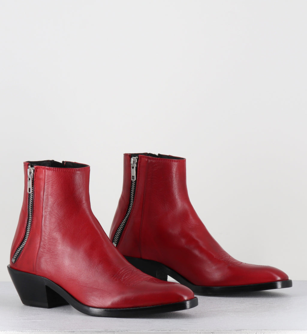 Santiag en cuir rouge hedi slimane - KALEY GLAM ROSSO