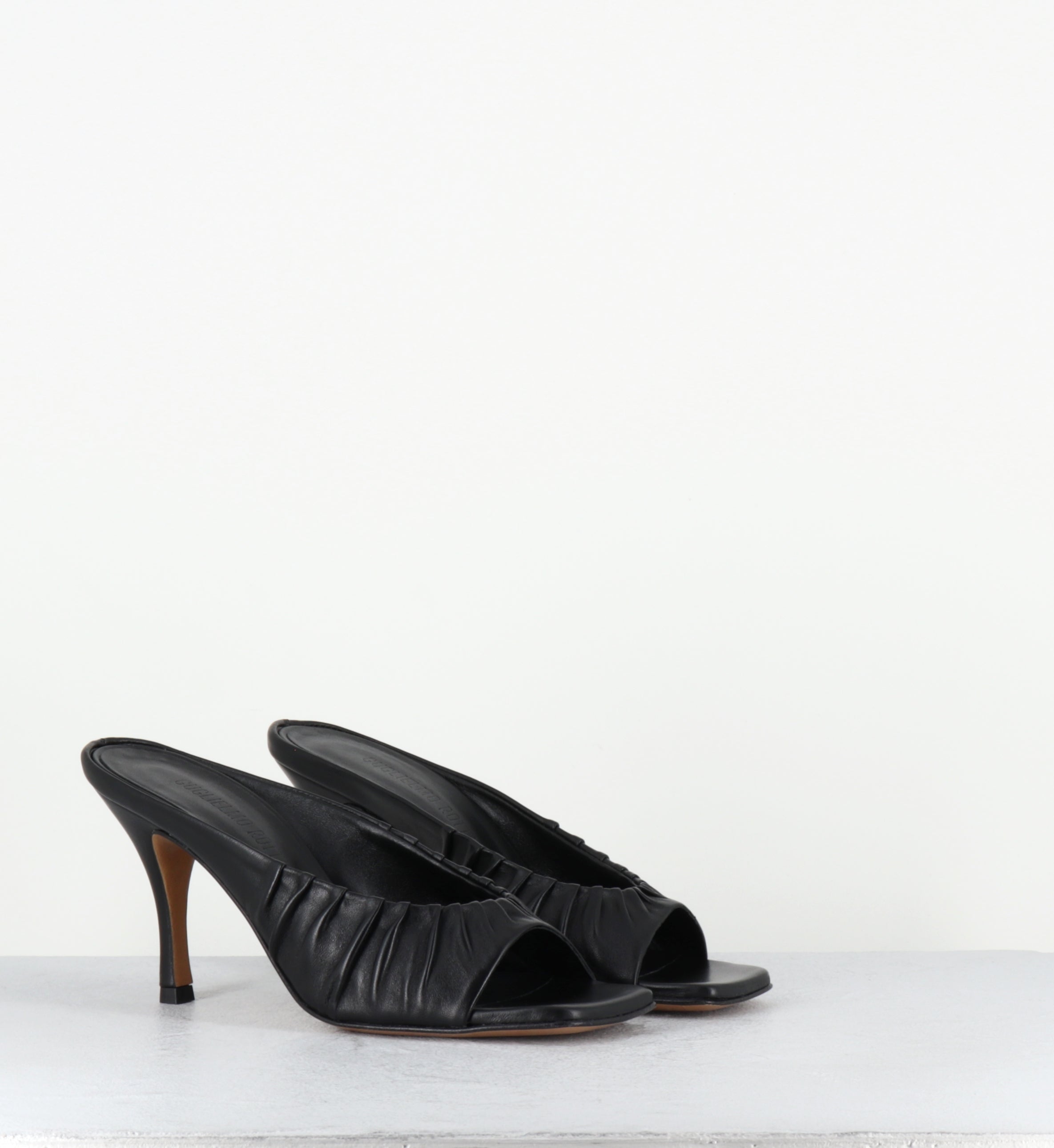 Mules en cuir noir talon haut - ADELISE NAPPA BLACK