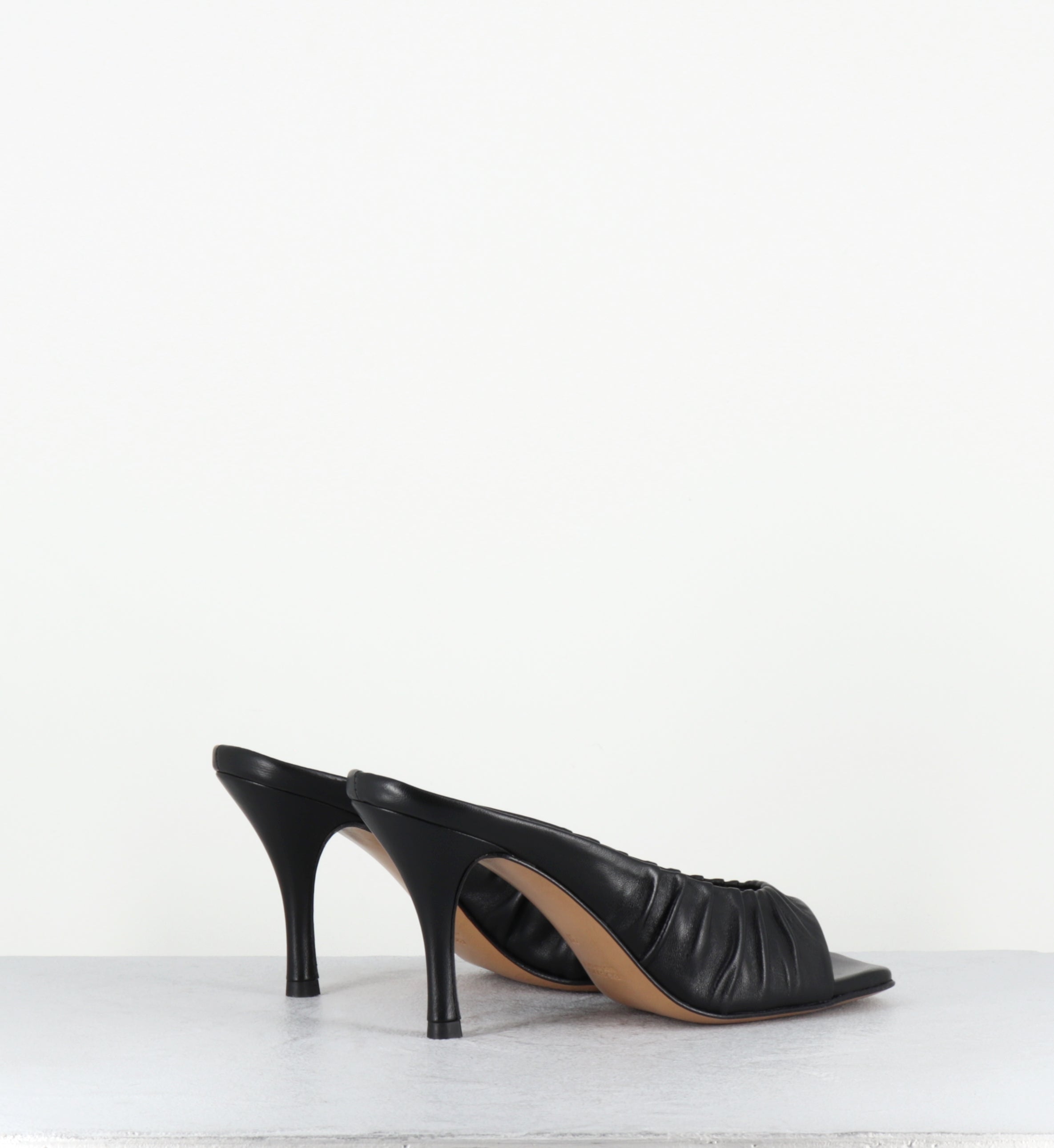 Mules en cuir noir talon haut - ADELISE NAPPA BLACK