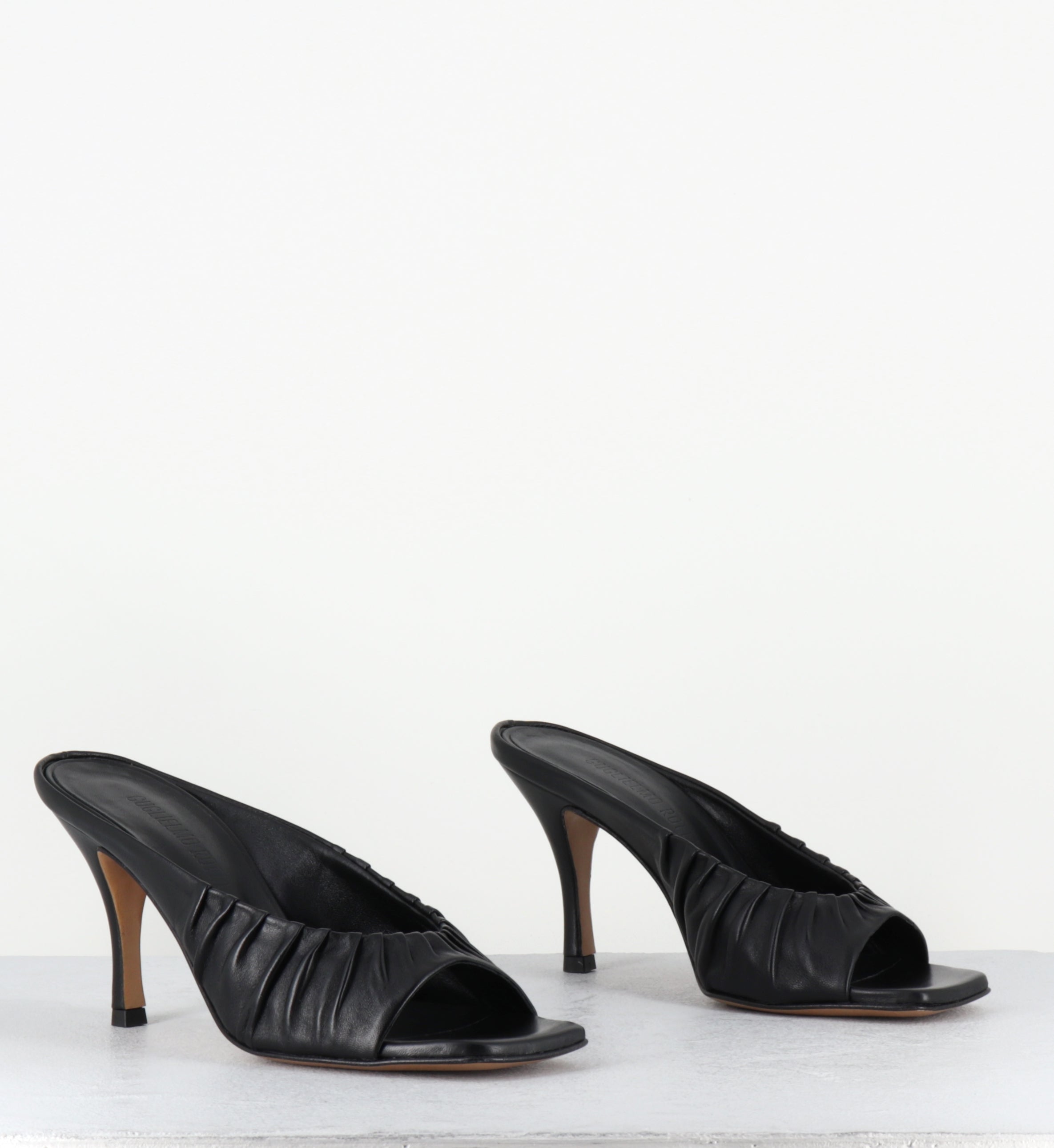 Mules en cuir noir talon haut - ADELISE NAPPA BLACK