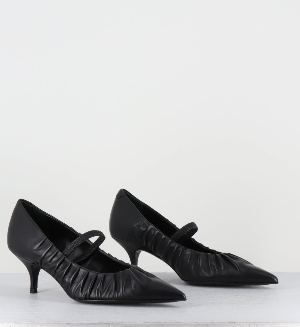 Escarpins en cuir plissé noir petit talon - ARAMIS NAPPA NERO