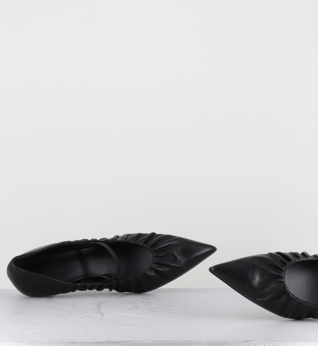 Escarpins en cuir plissé noir petit talon - ARAMIS NAPPA NERO