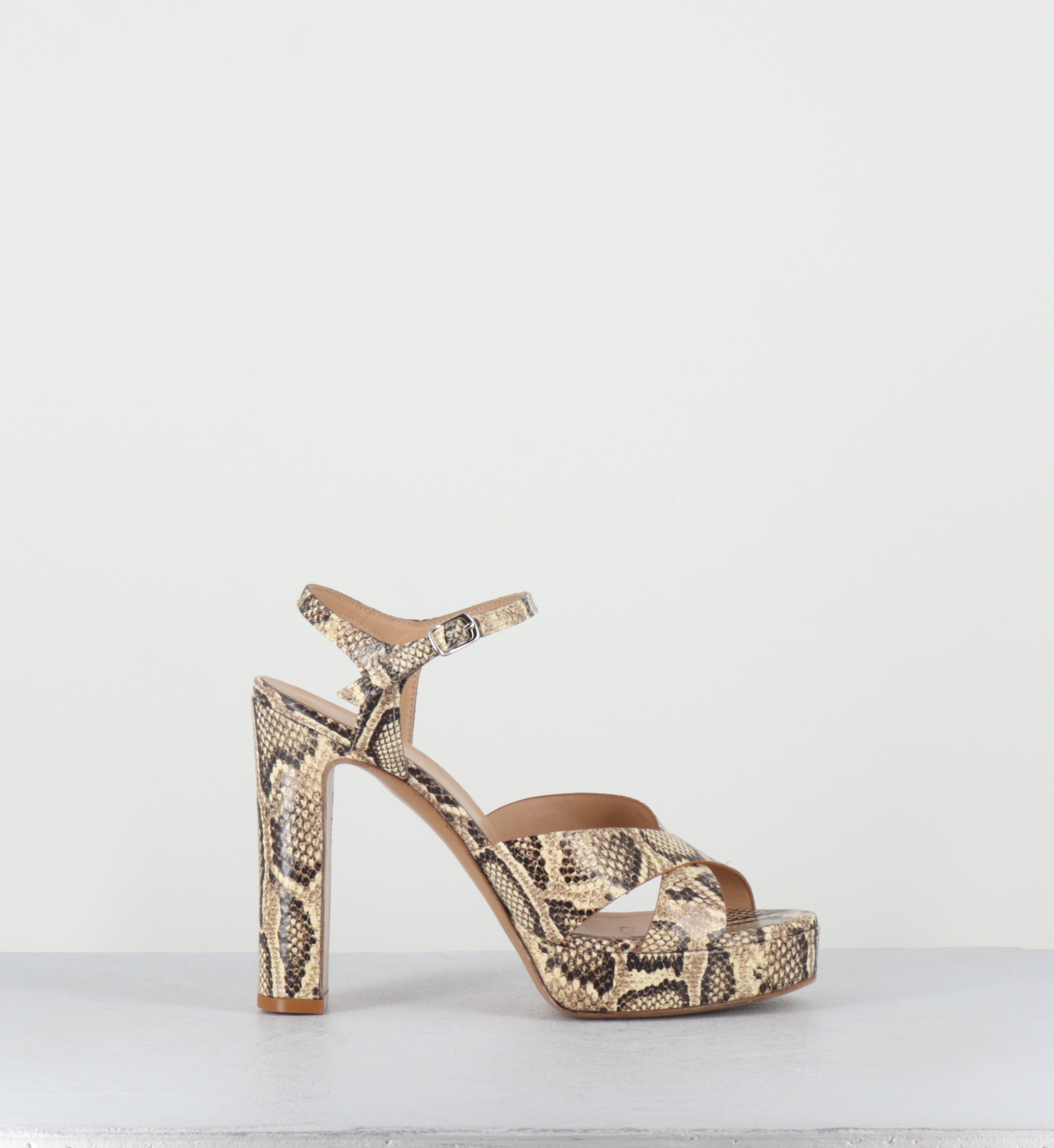 Sandales à plateforme en cuir imprimé serpent - GHITTA MOLORUS SAND