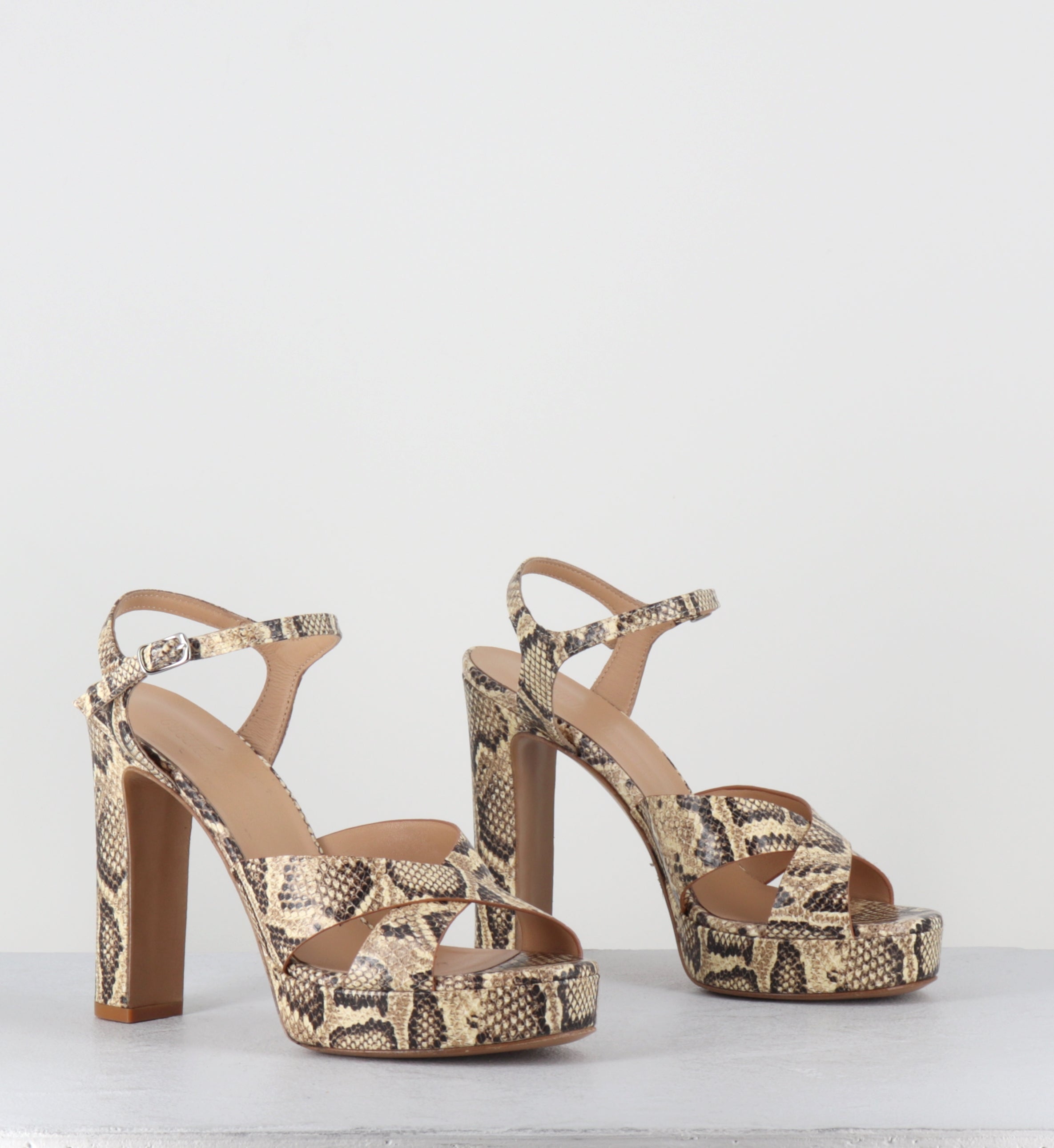 Sandales à plateforme en cuir imprimé serpent - GHITTA MOLORUS SAND