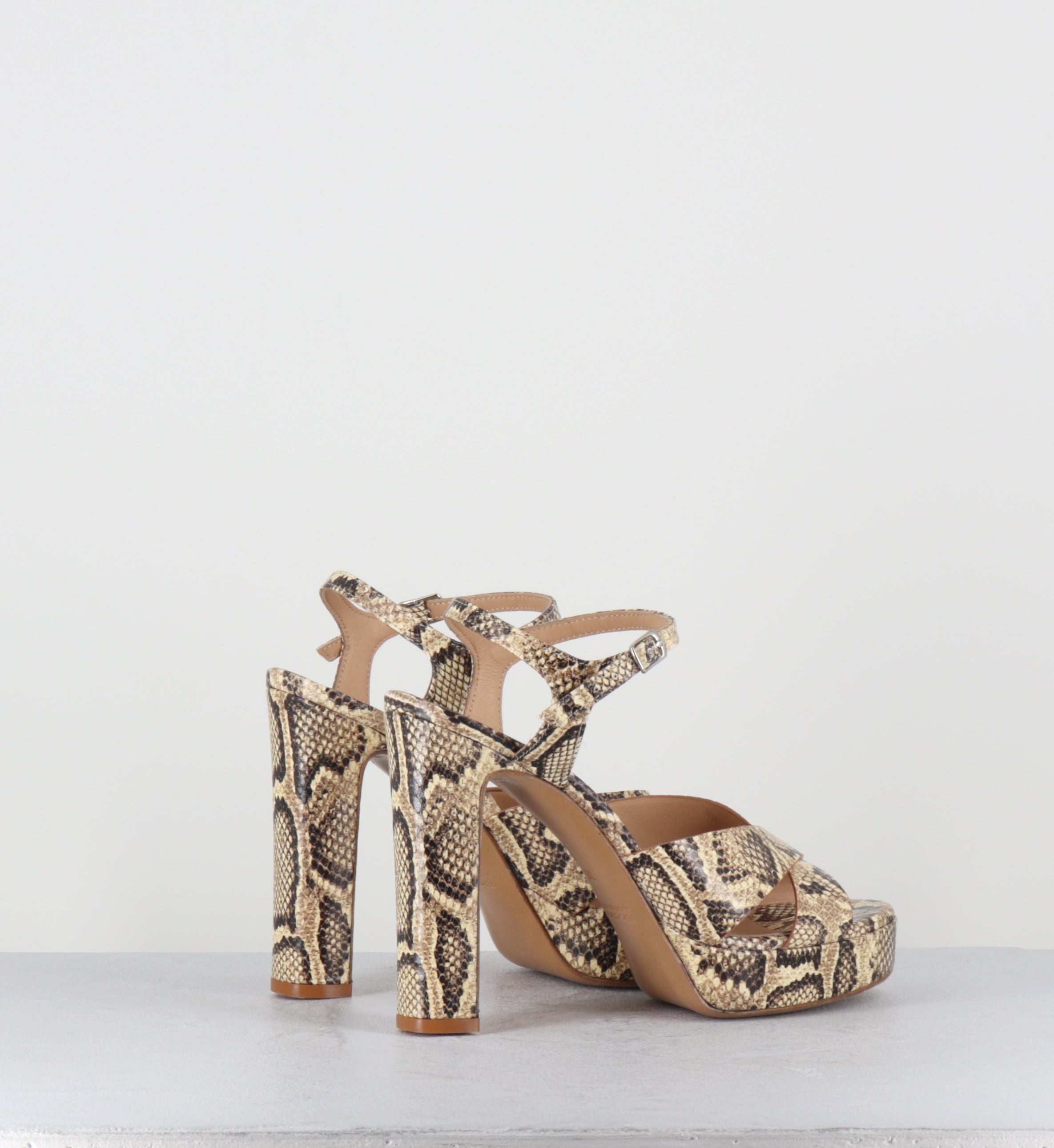 Sandales à plateforme en cuir imprimé serpent - GHITTA MOLORUS SAND