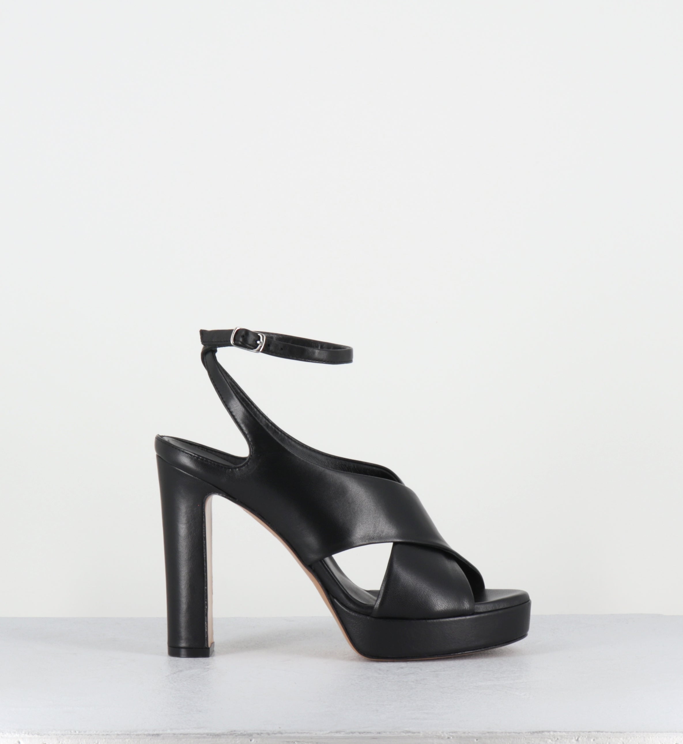 Sandales à plateforme en cuir noir talon haut - GWENY NAPPA BLACK