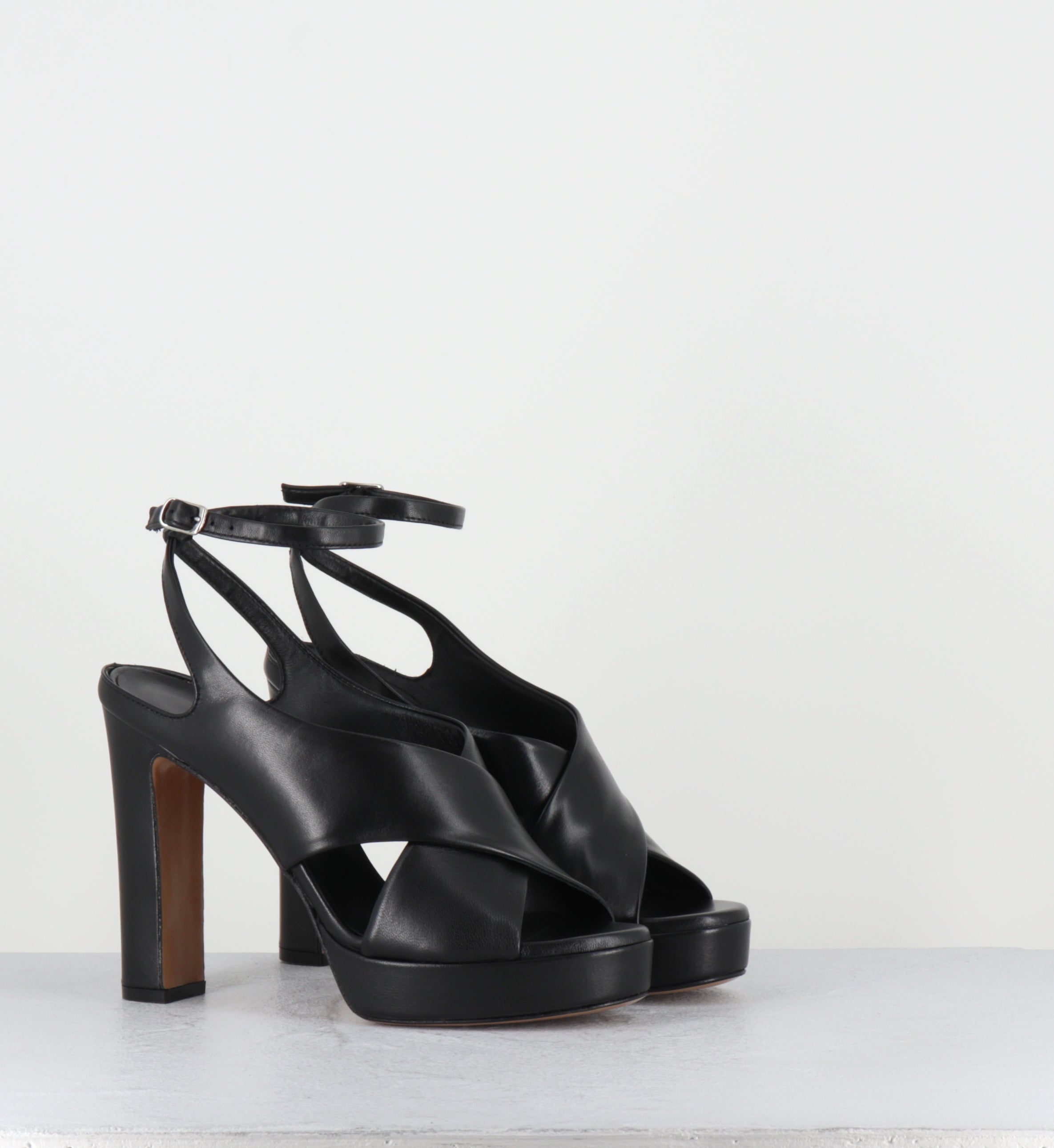 Sandales à plateforme en cuir noir talon haut - GWENY NAPPA BLACK