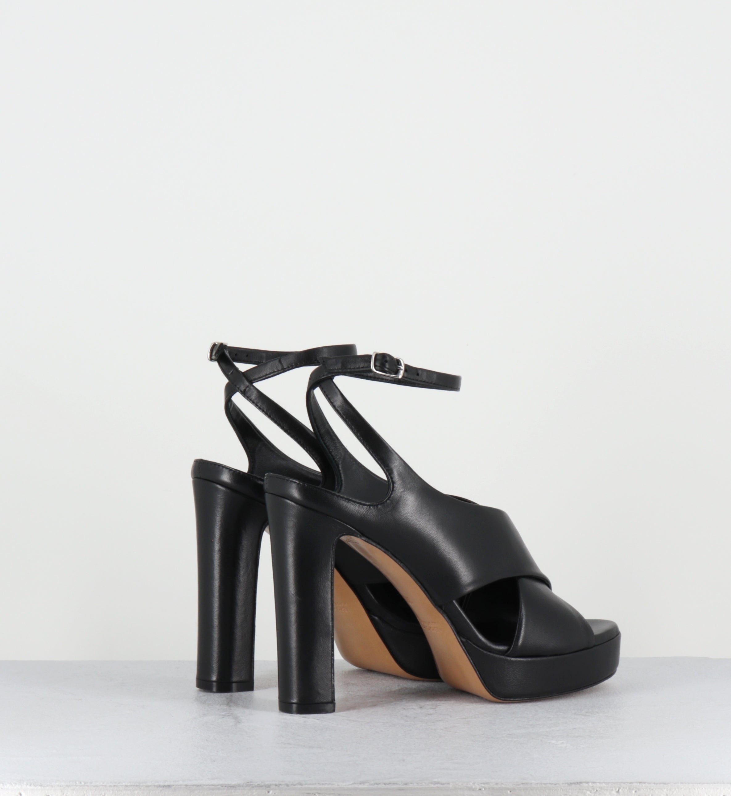 Sandales à plateforme en cuir noir talon haut - GWENY NAPPA BLACK