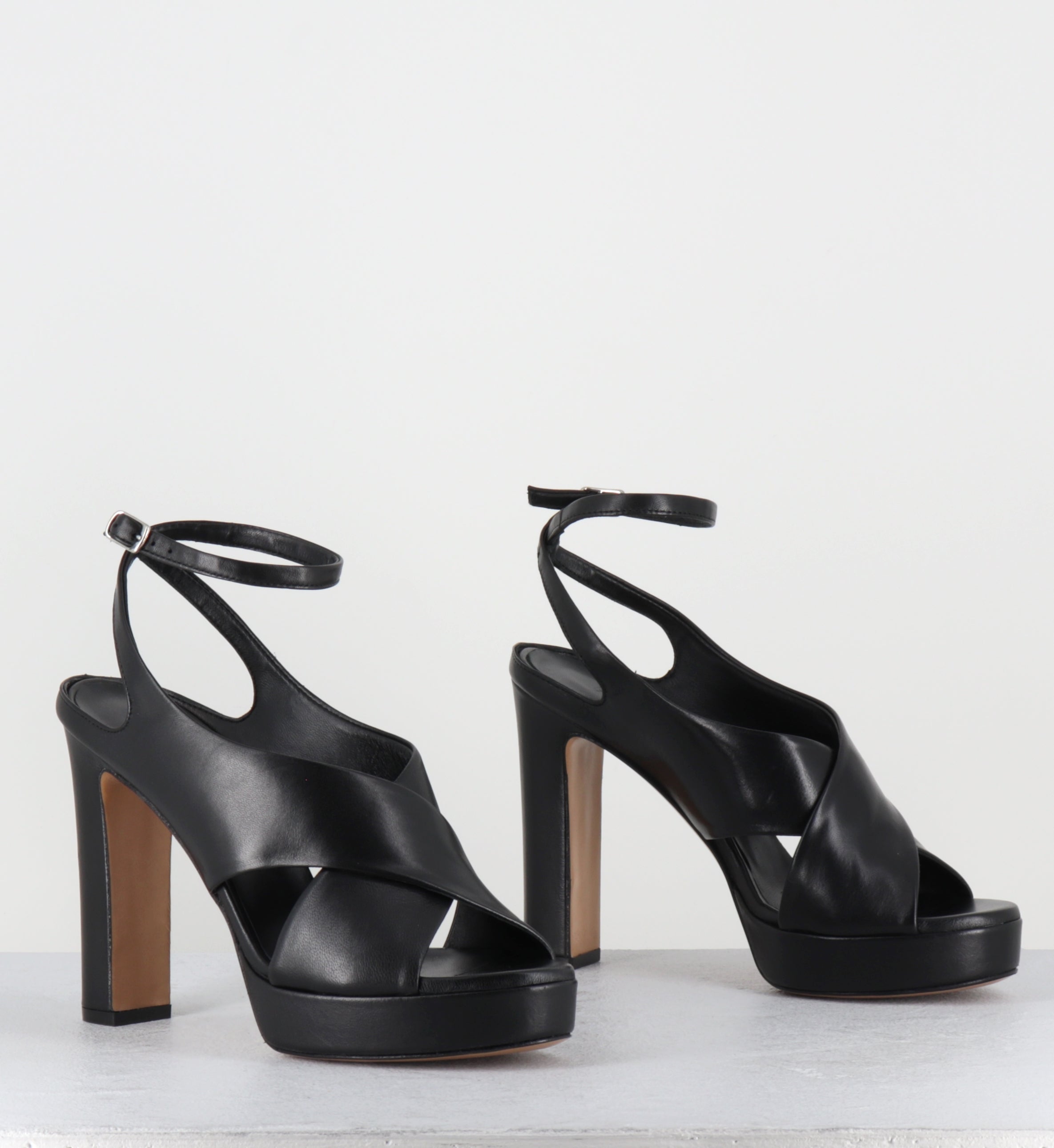 Sandales à plateforme en cuir noir talon haut - GWENY NAPPA BLACK