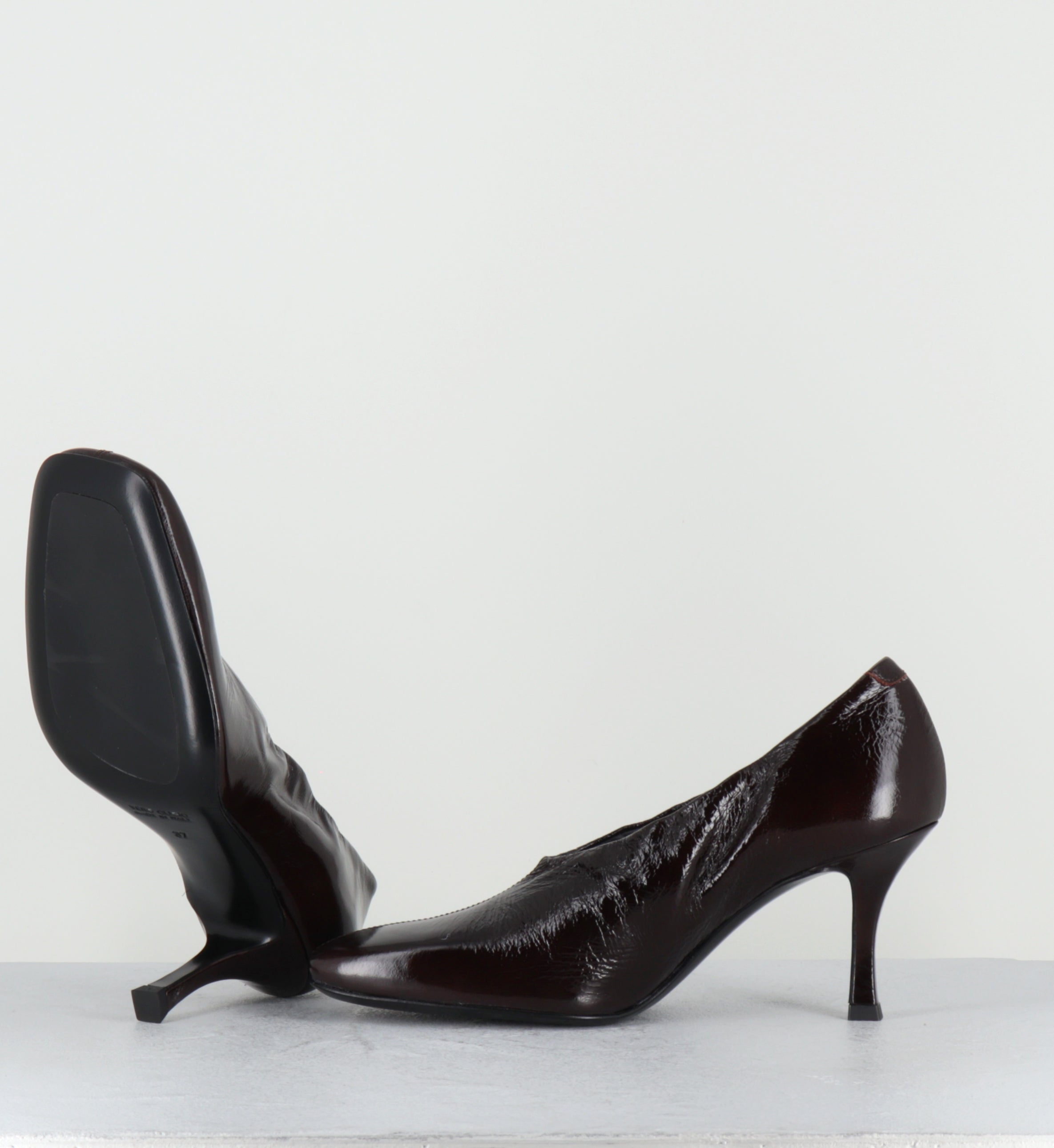 Escarpins à talon en cuir marron - MAE CANNES CHOCOLATE