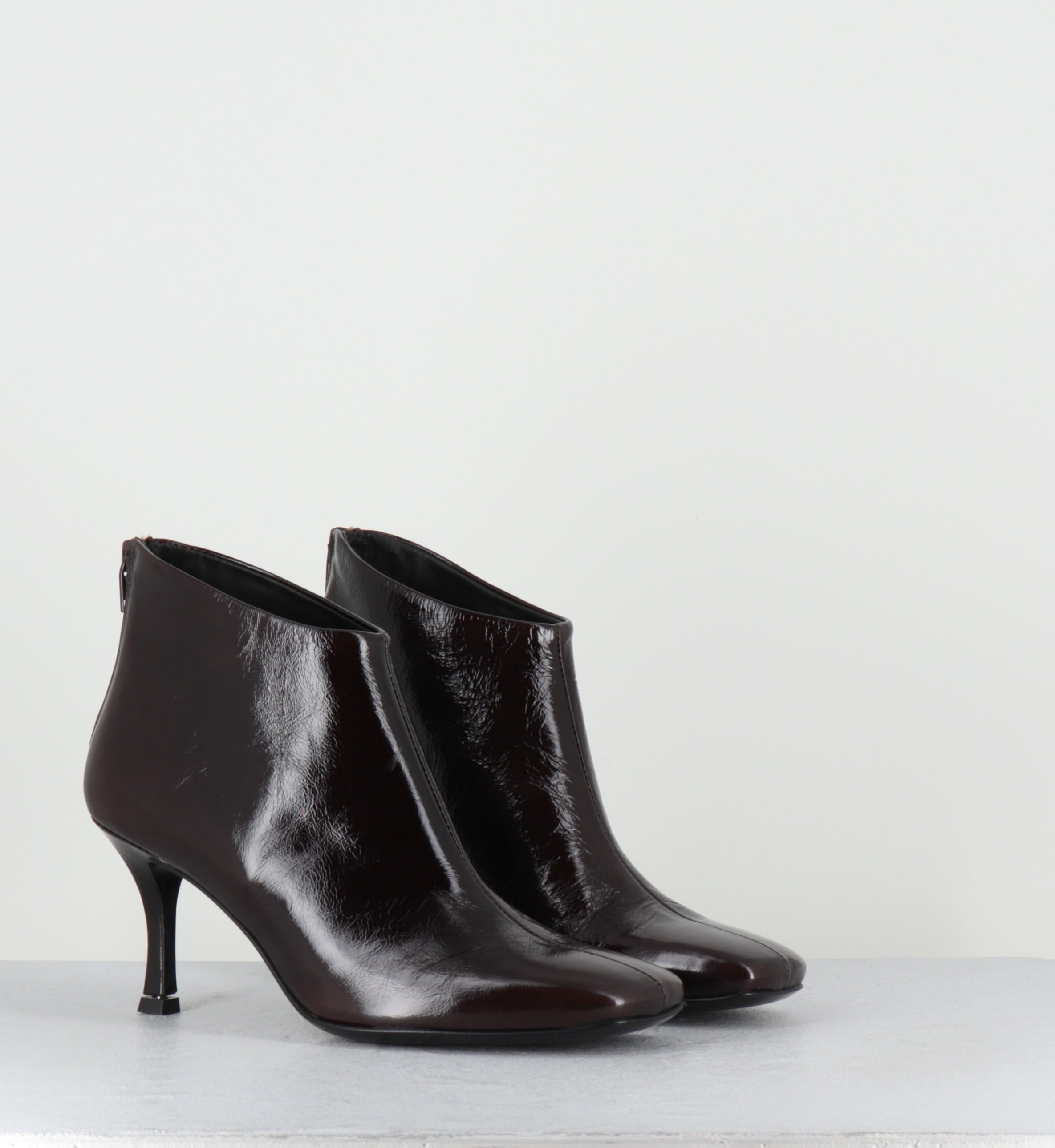 Boots coutes à talon en cuir marron - MARVIN CANNES CHOCOLATE
