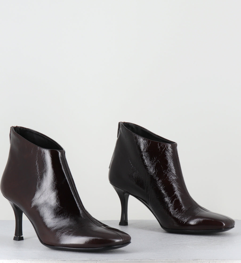 Boots coutes à talon en cuir marron - MARVIN CANNES CHOCOLATE