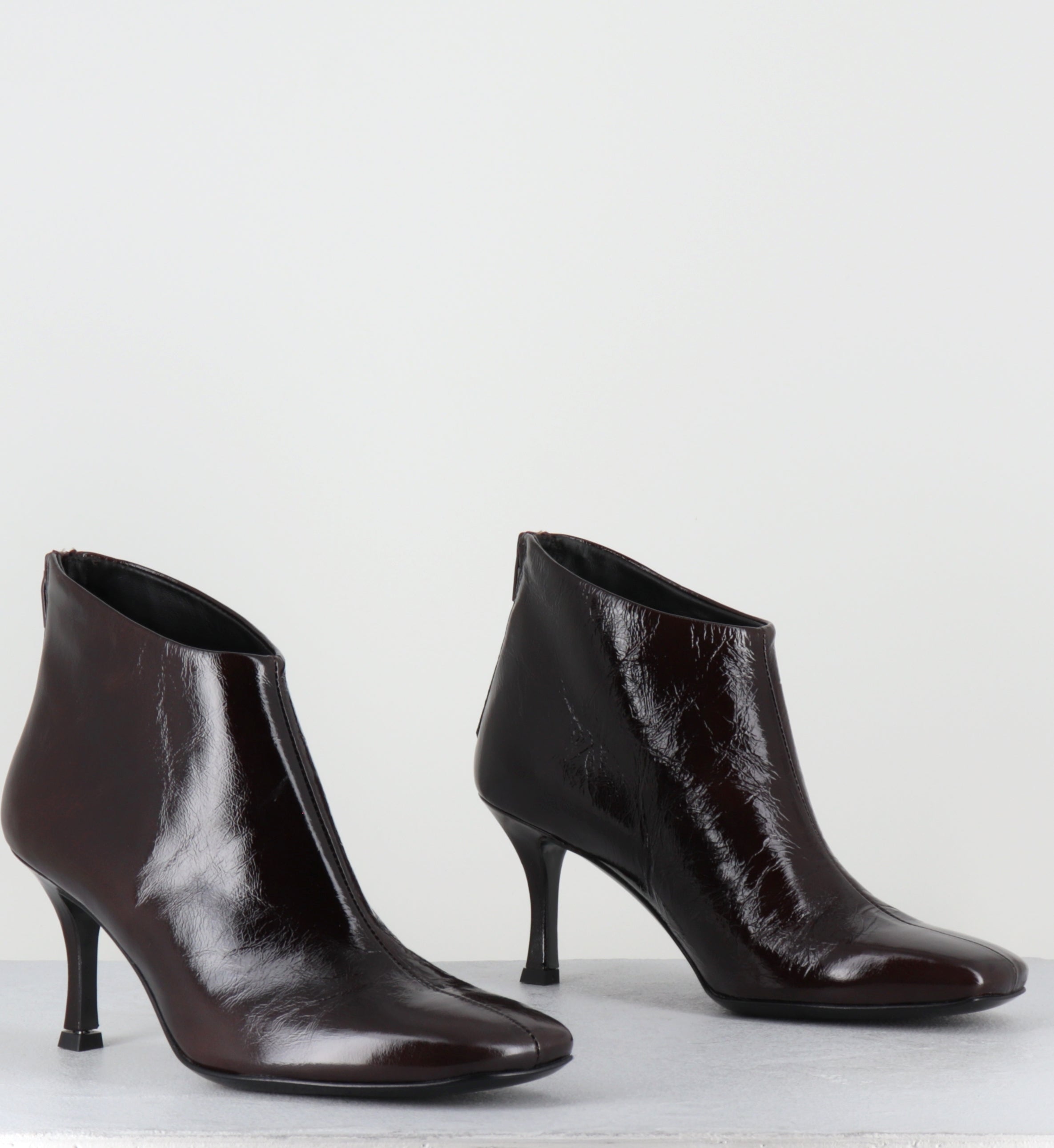 Boots coutes à talon en cuir marron - MARVIN CANNES CHOCOLATE