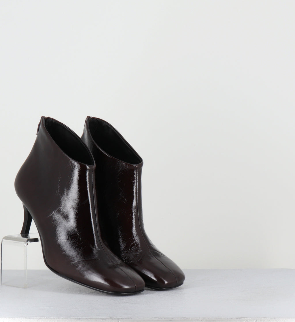 Boots coutes à talon en cuir marron - MARVIN CANNES CHOCOLATE
