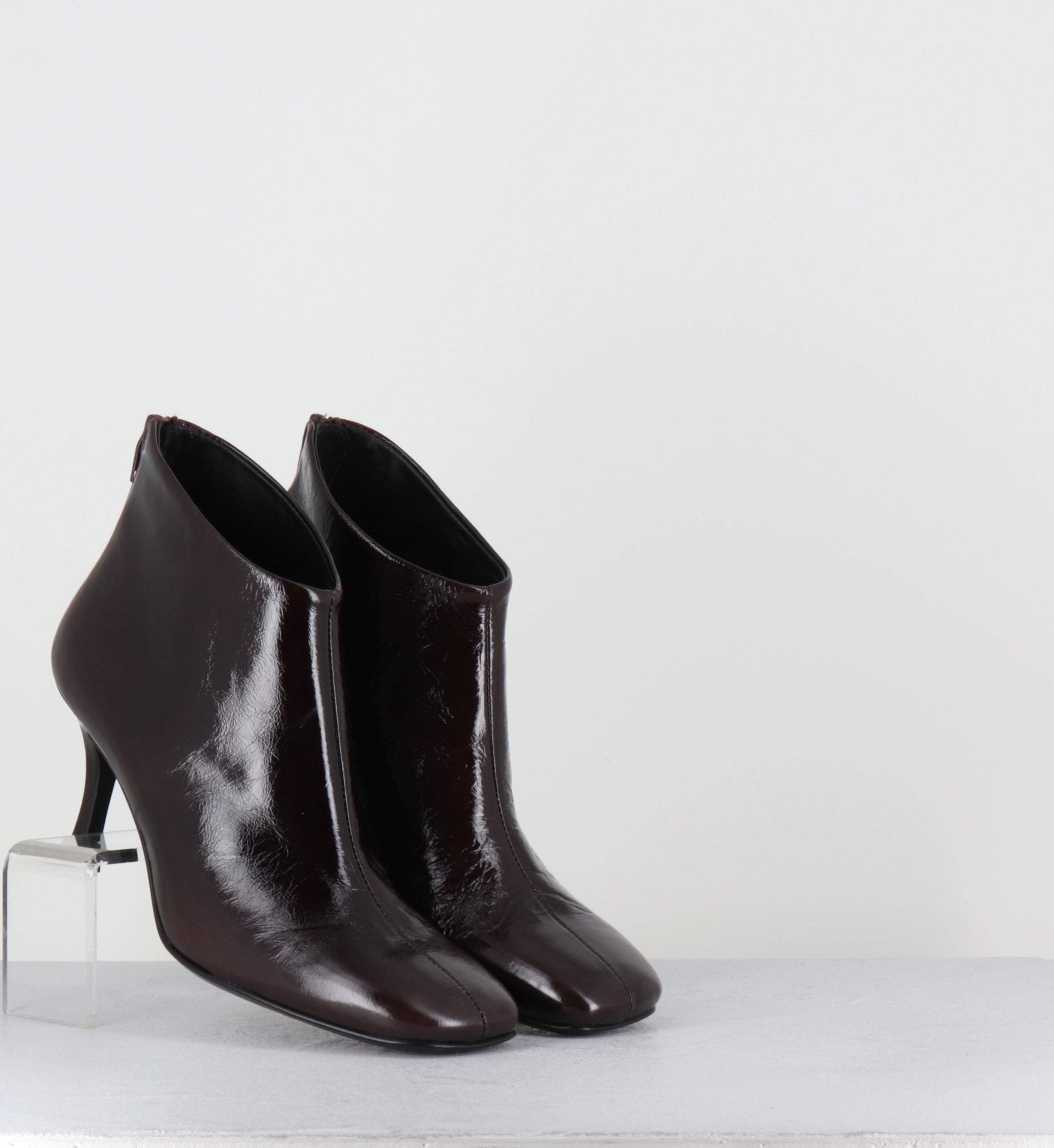 Boots coutes à talon en cuir marron - MARVIN CANNES CHOCOLATE