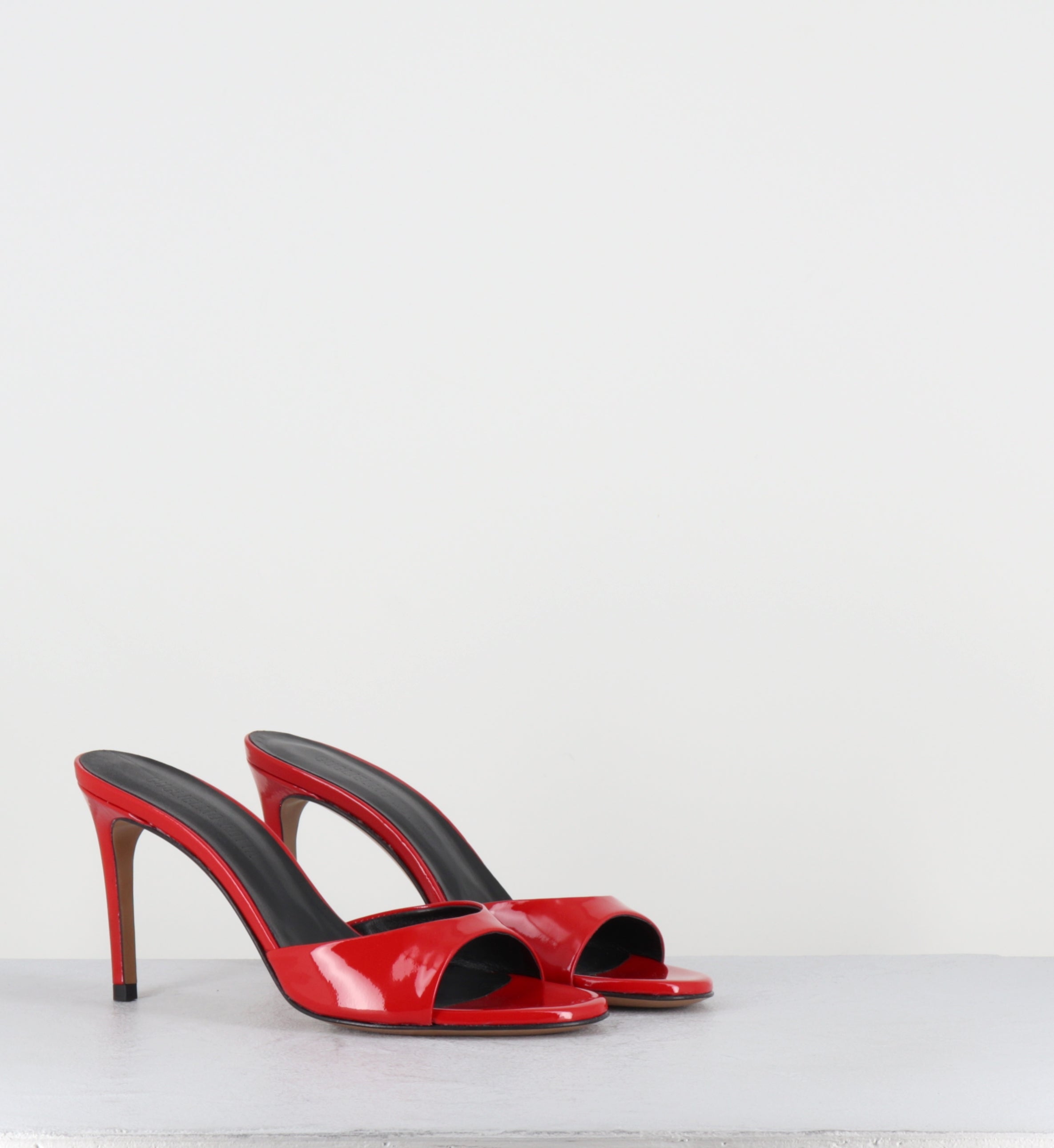 Mules à talon en cuir vernis rouge - MAYLIS VERNICE RED