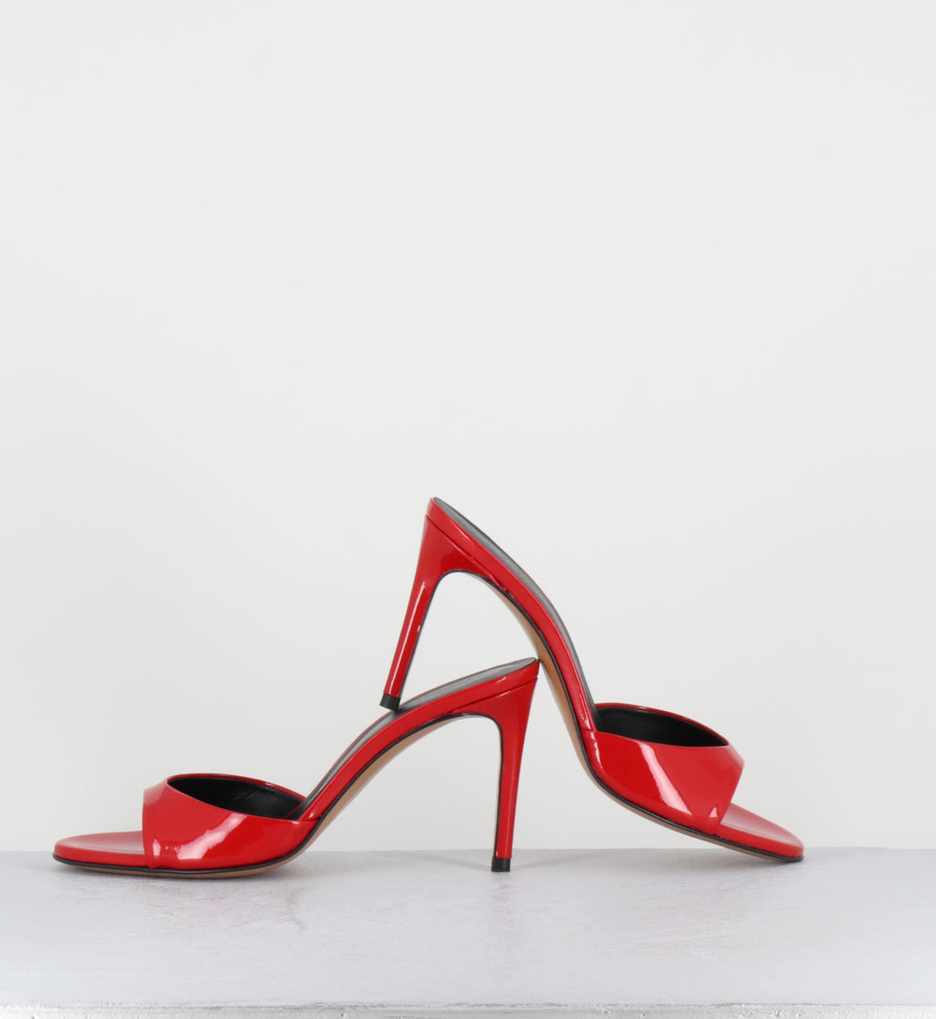 Mules à talon en cuir vernis rouge - MAYLIS VERNICE RED